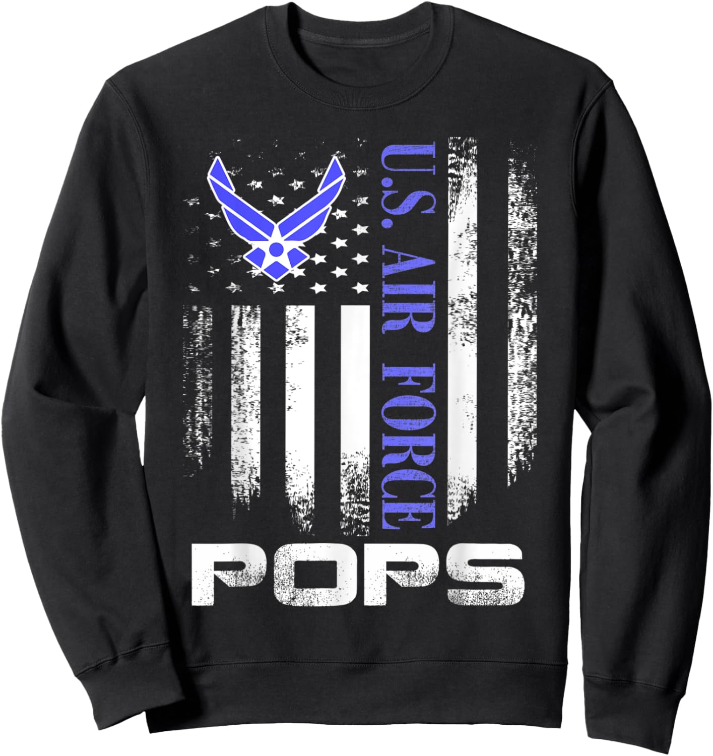 Vintage U.S. Air Force Pops With American Flag Women Kids Men Sweatshirt - Sweatshirt | Black