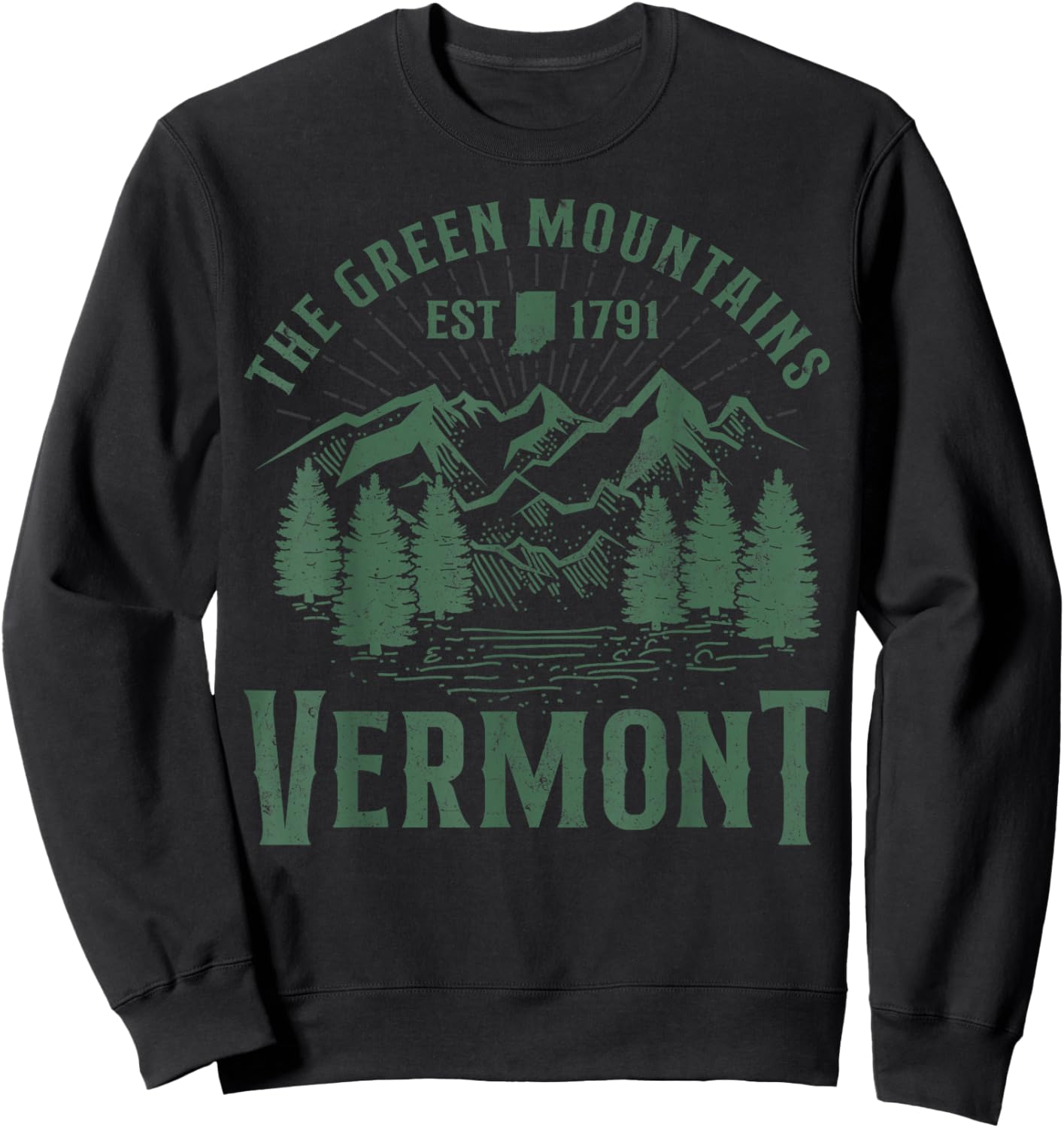 Green Mountains Vermont Family Vacation Hiking Vintage Sweatshirt - Sweatshirt | Black