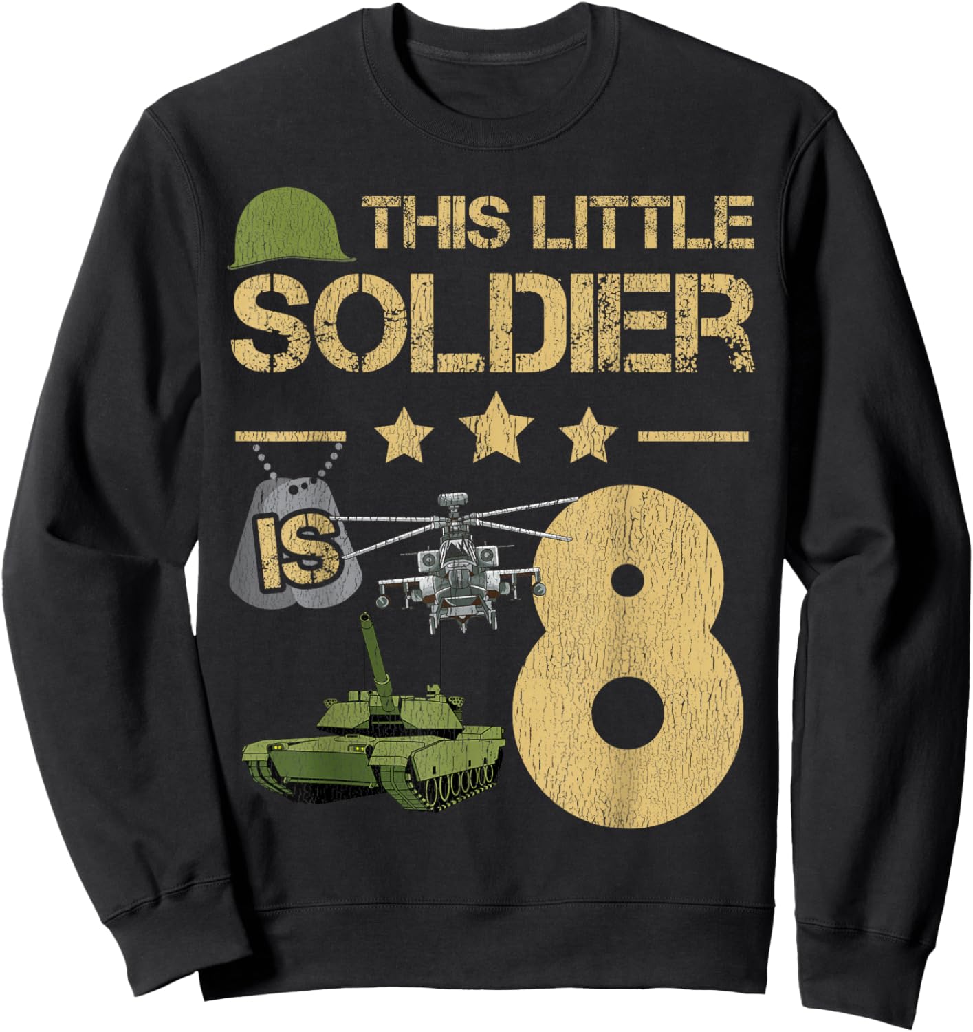 8 Year Old Soldier Birthday Boy 8th Birthday Kids Army Camo Sweatshirt - Sweatshirt | Black