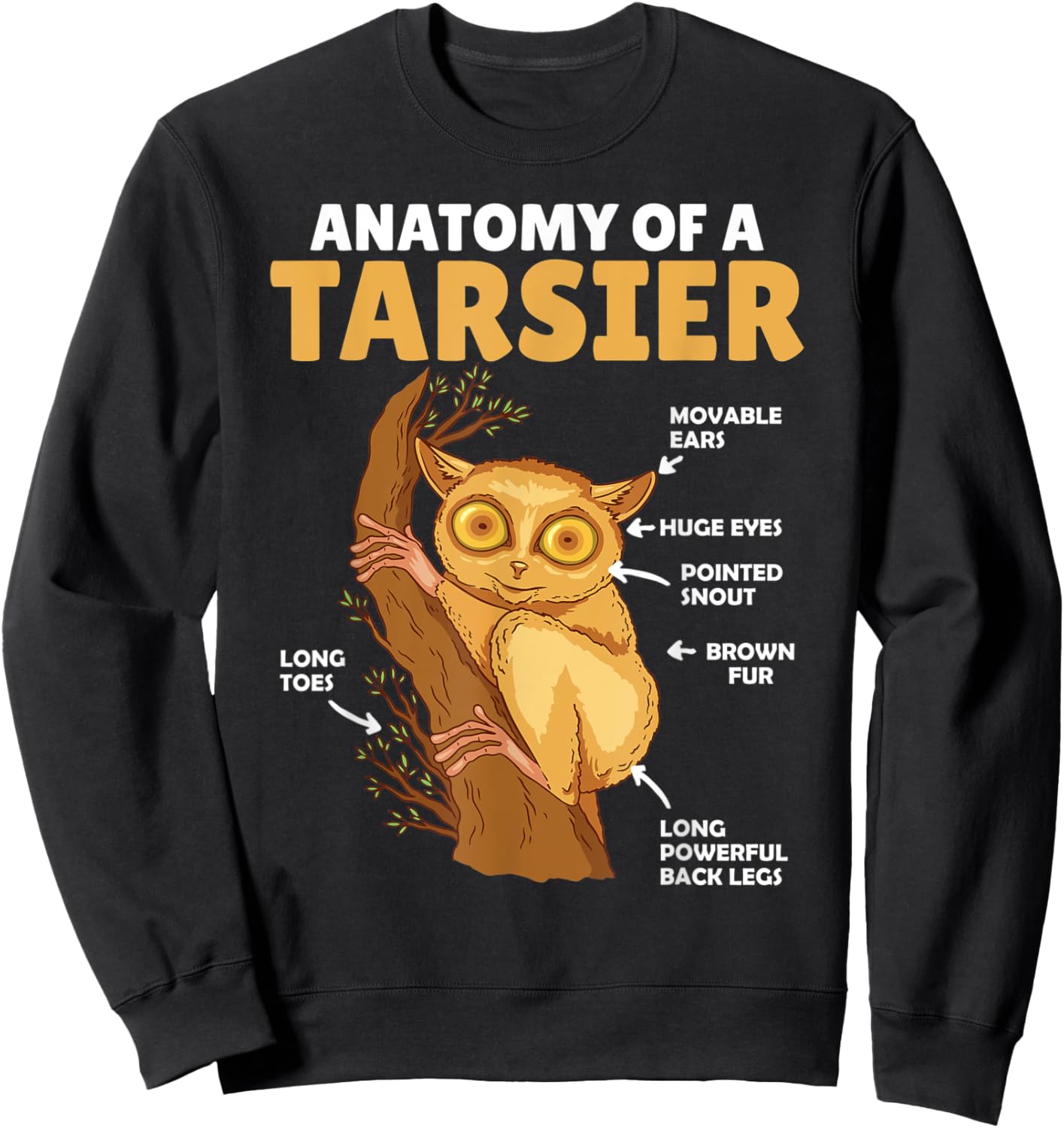 Cute Tarsier Anatomy Of A Tarsier Explanation Sweatshirt - Sweatshirt | Black