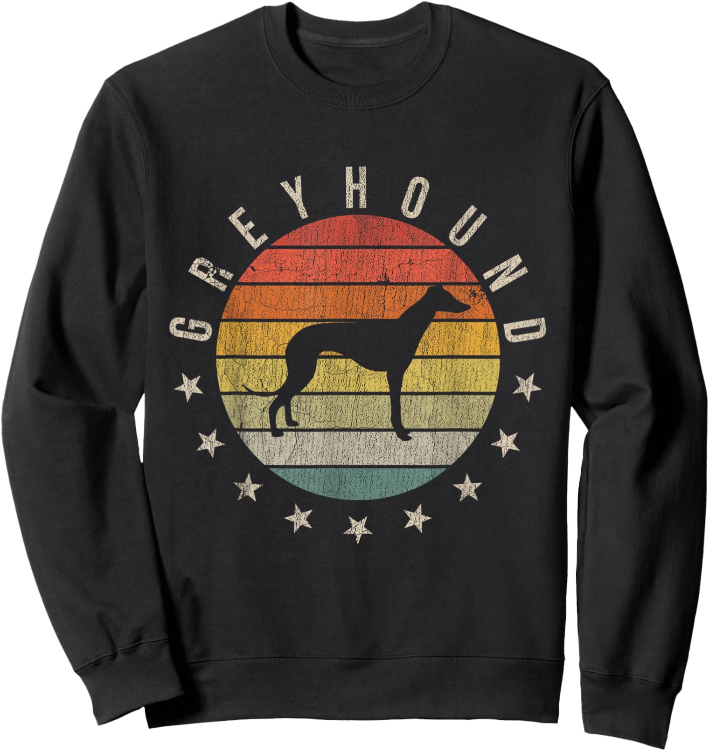 Greyhound Paw Vintage Retro Dad Mom Women Pet Sweatshirt - Sweatshirt | Black