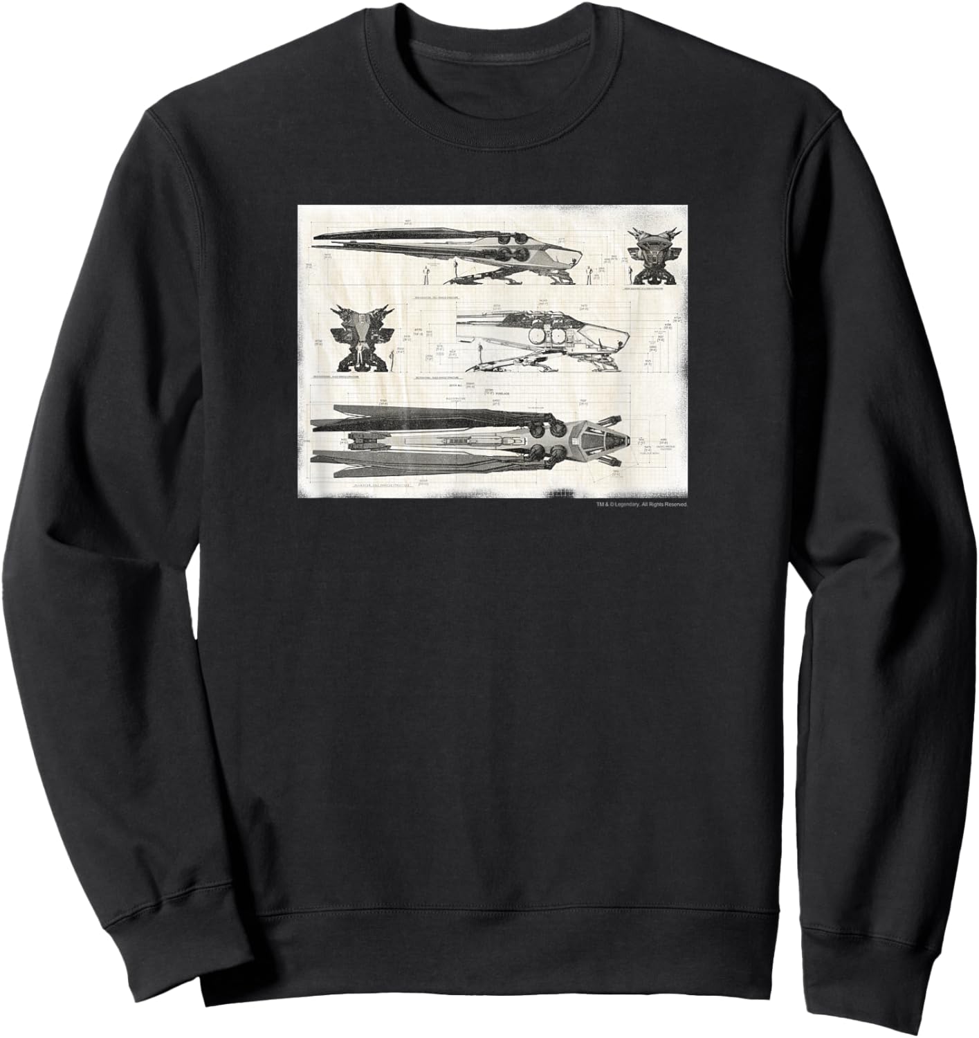 Dune - Royal Ornithopter Blueprint - Cream Sweatshirt - Sweatshirt | Black