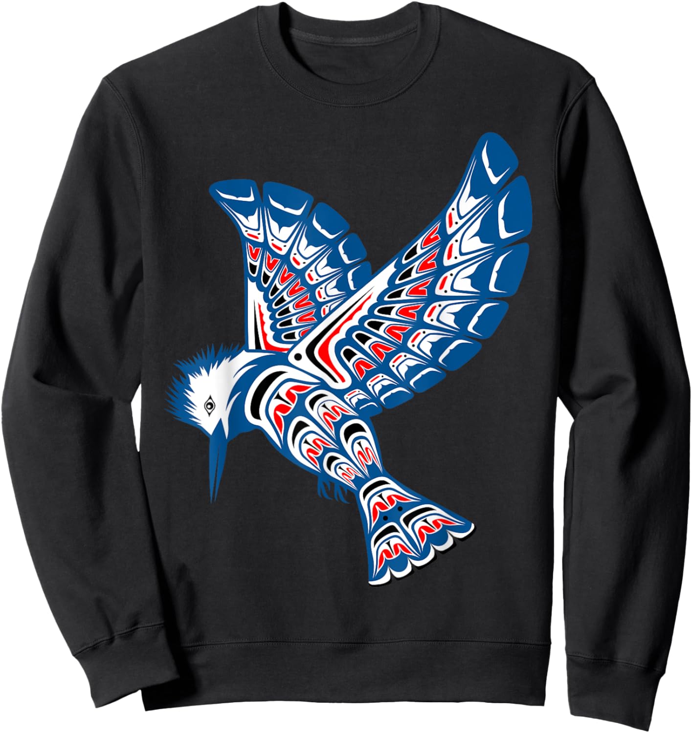 Native American Style Art Kingfisher Pacific Northwest Sweatshirt - Sweatshirt | Black