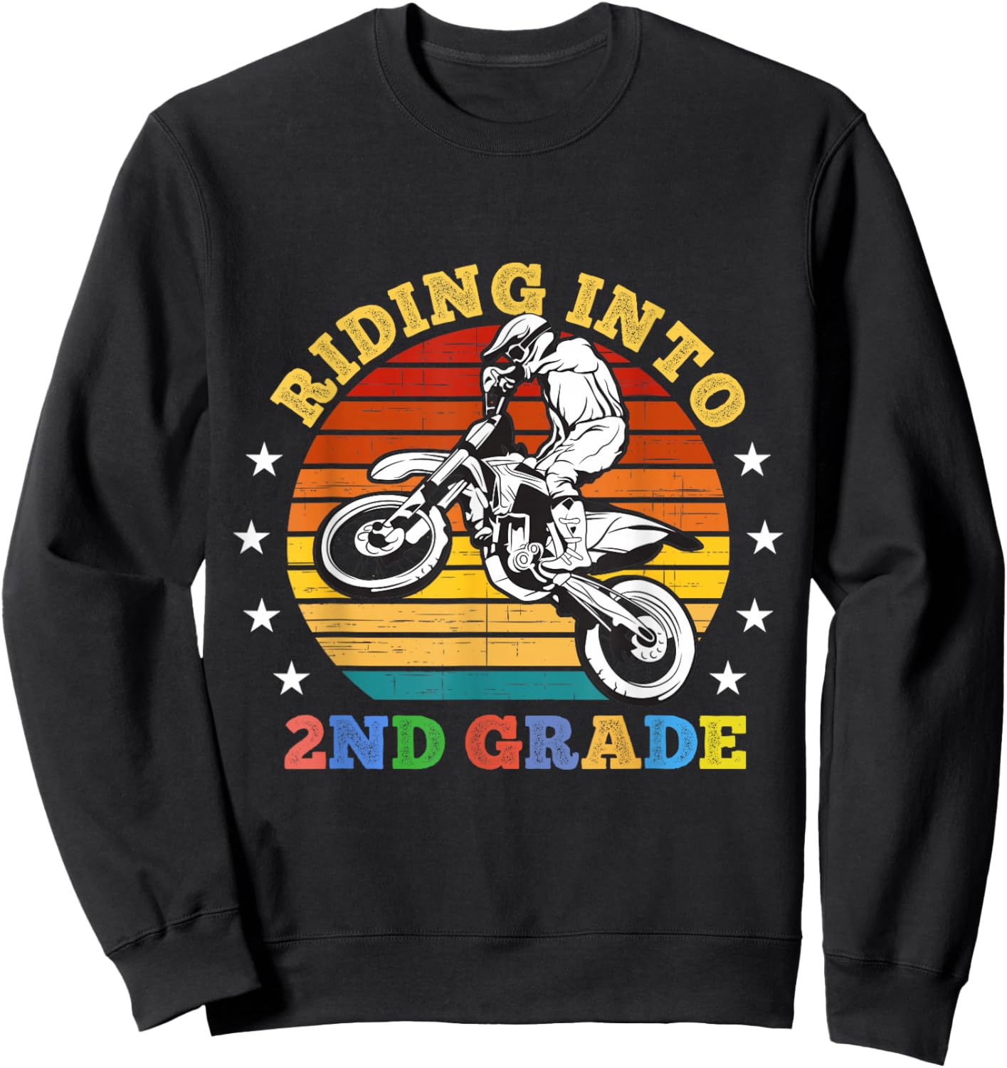 Riding Into Second Grade Dirt Bike School Motocross Sunset Sweatshirt - Sweatshirt | Black