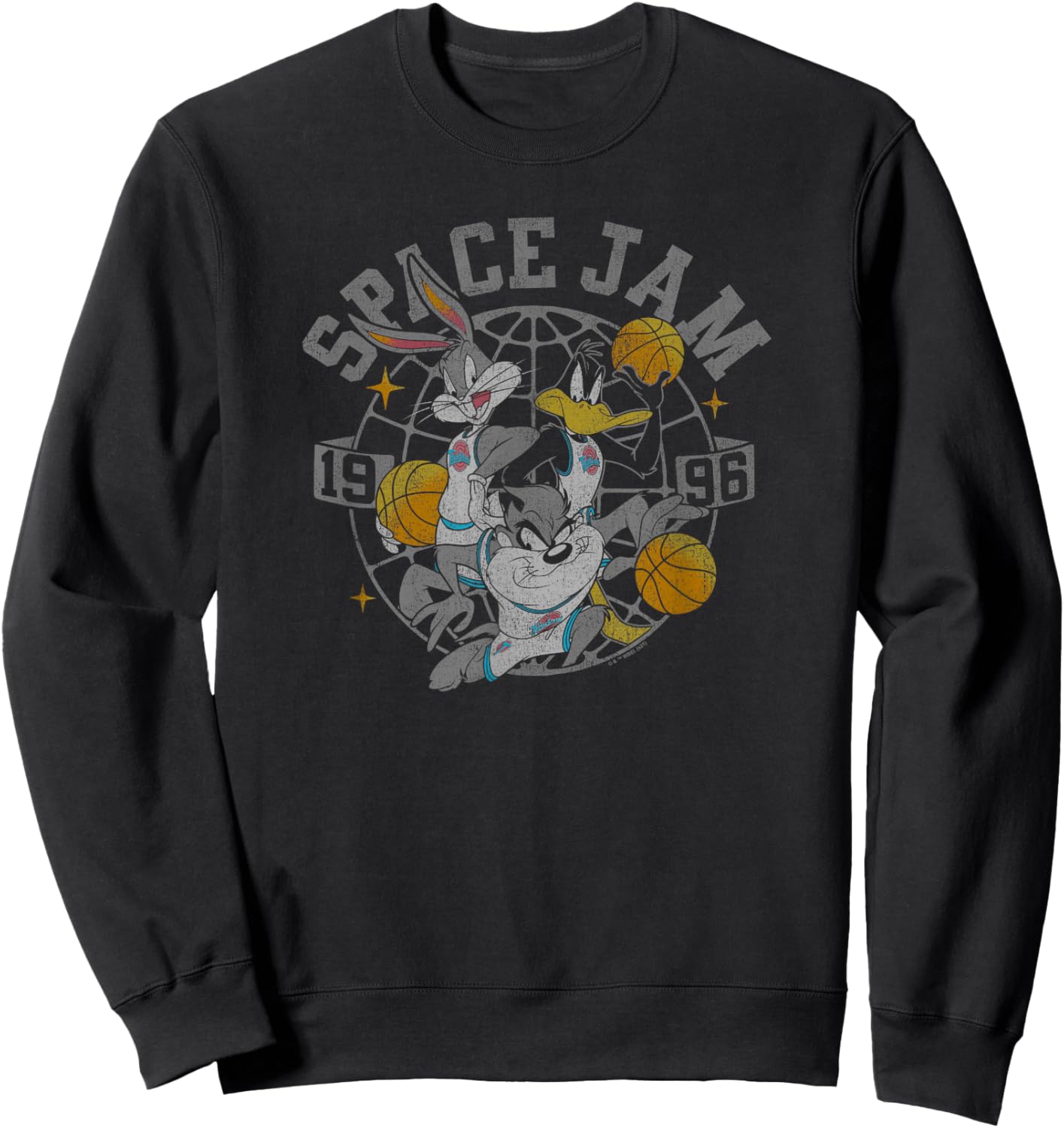 Space Jam Classic Distressed Group Poster Sweatshirt - Sweatshirt | Black