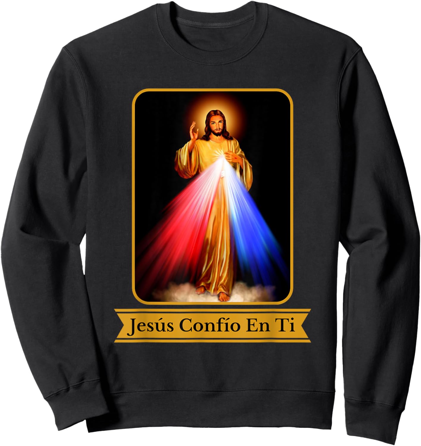 Jesús Confío En Ti Divine Mercy Spanish Language Catholic Sweatshirt - Sweatshirt | Black