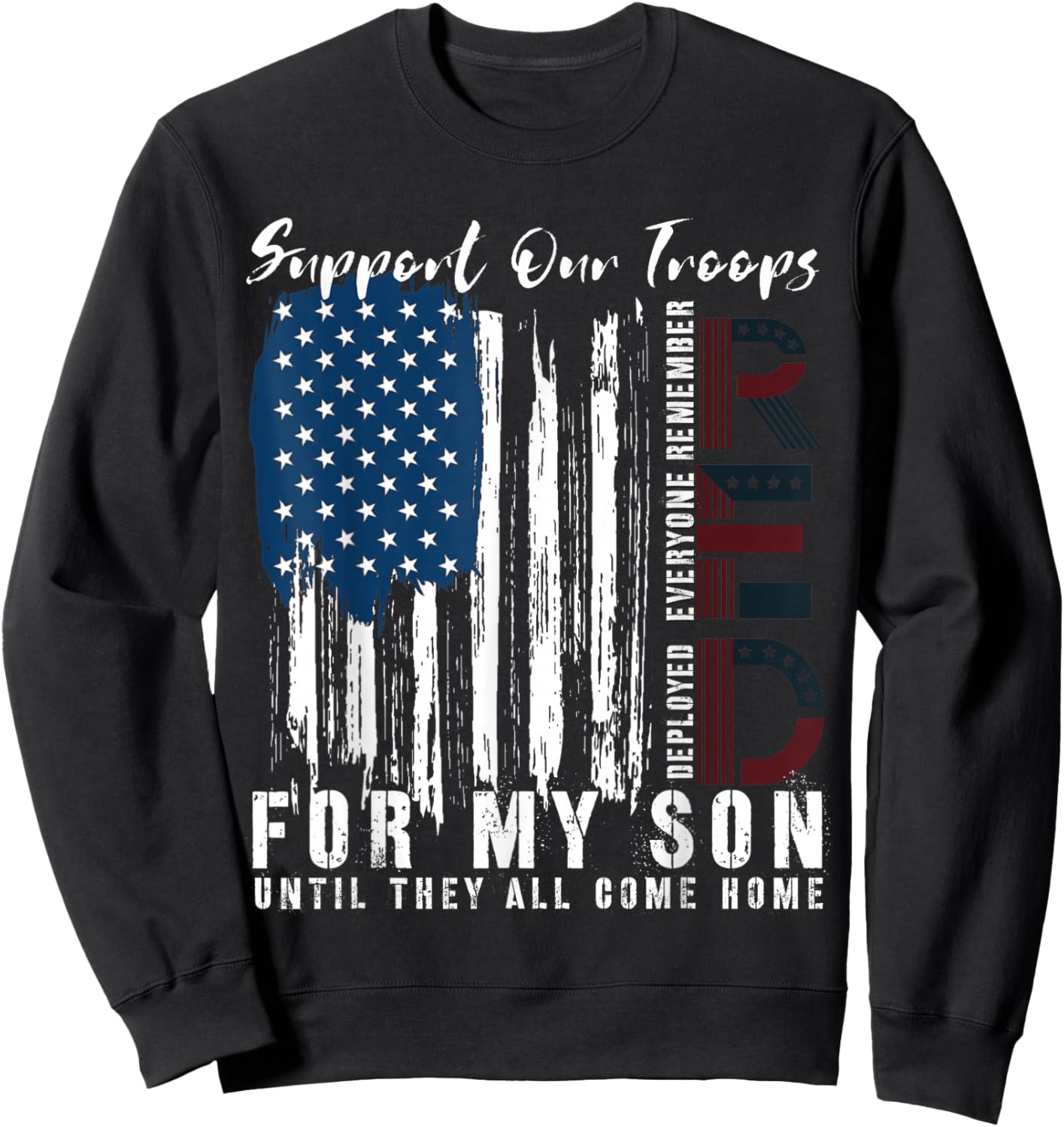 On Friday We Wear Red for My Son Military Support US Flag Sweatshirt - Sweatshirt | Black