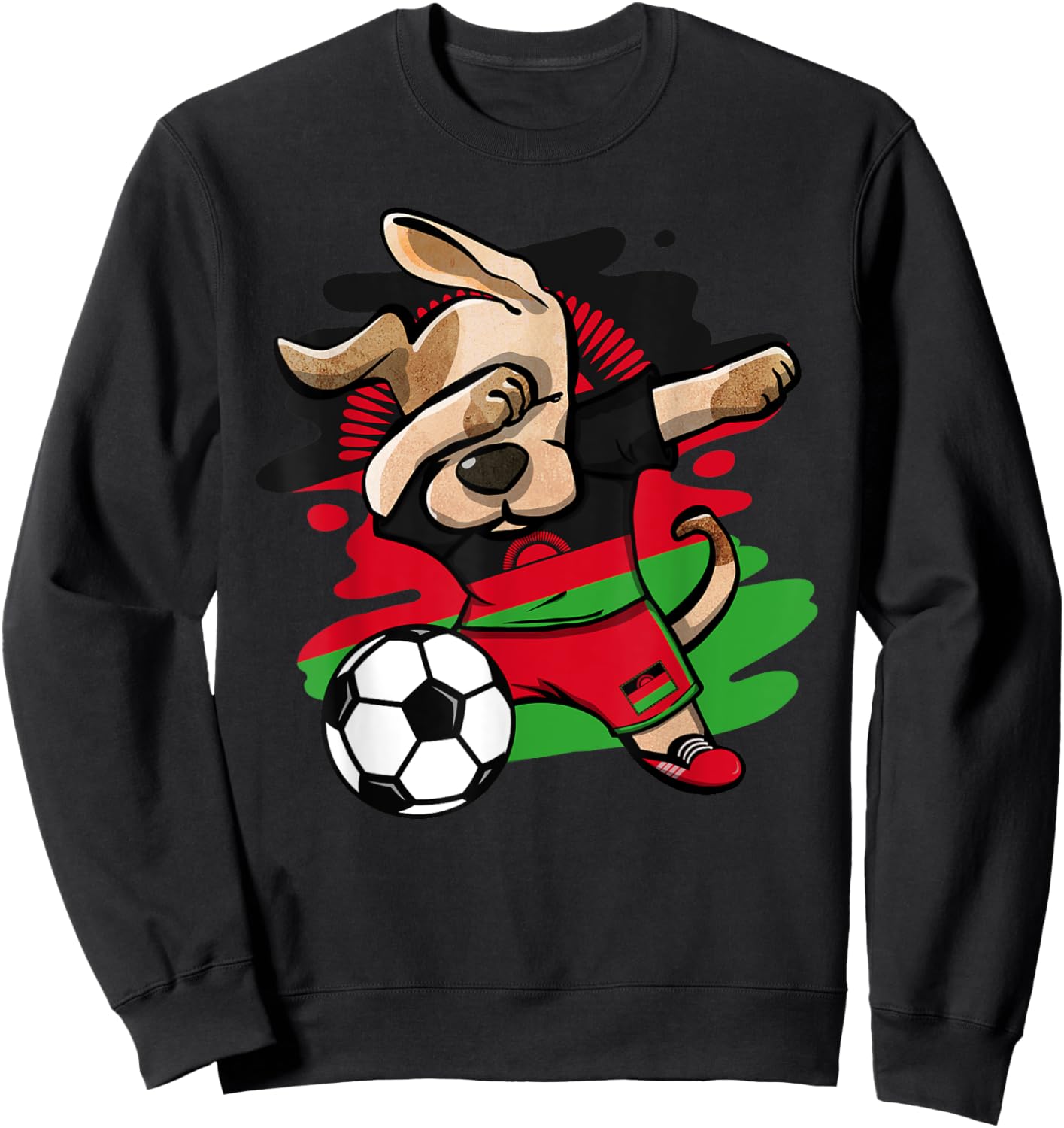 Dabbing Dog Malawi Soccer Fans Jersey Malawian Flag Football Women Girls Kids Sweatshirt - Sweatshirt | Black