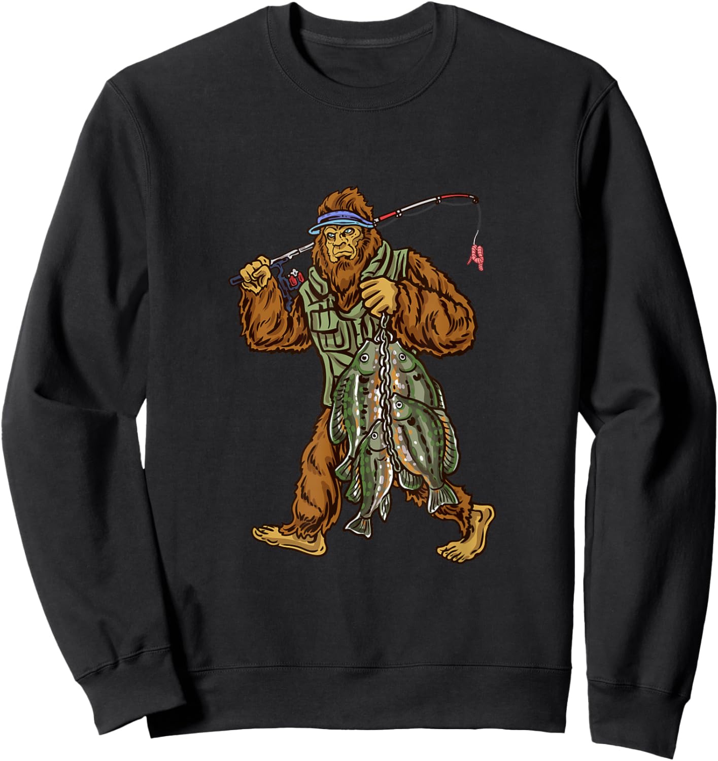 Bluegill Fishing Bigfoot Panfishing Fishermen Sweatshirt - Sweatshirt | Black