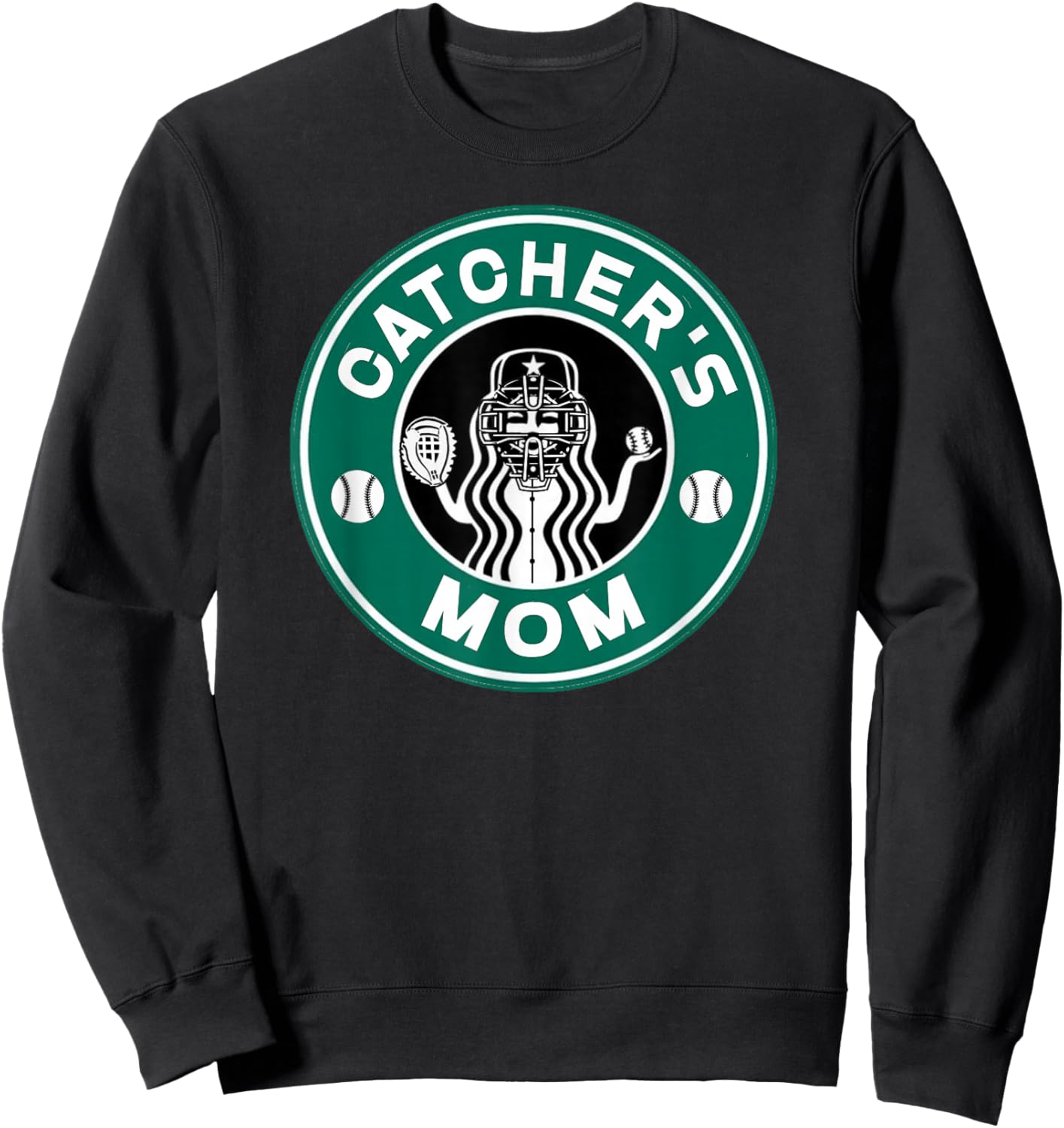 Softball Catcher's Mom Mother of Softball Catcher Sweatshirt - Sweatshirt | Black