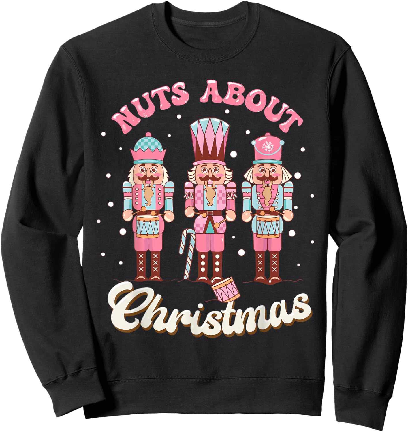 Groovy Retro Nuts About Christmas Holiday Xmas Nutcracker Sweatshirt - Sweatshirt | Black