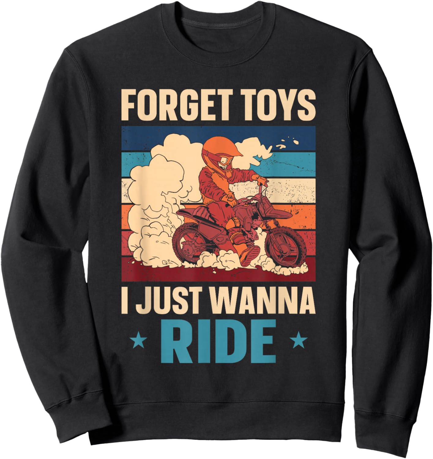 Dirt Bike Motorcross MX Rider Vintage Kids Toddler Sweatshirt - Sweatshirt | Black
