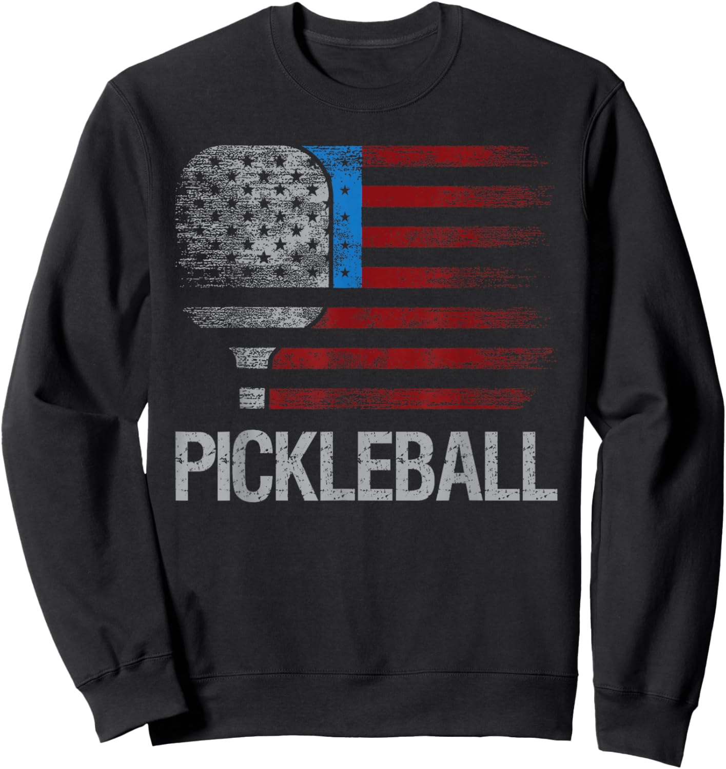 US Flag Pickleball Player Paddleball Lover Sweatshirt - Sweatshirt | Black