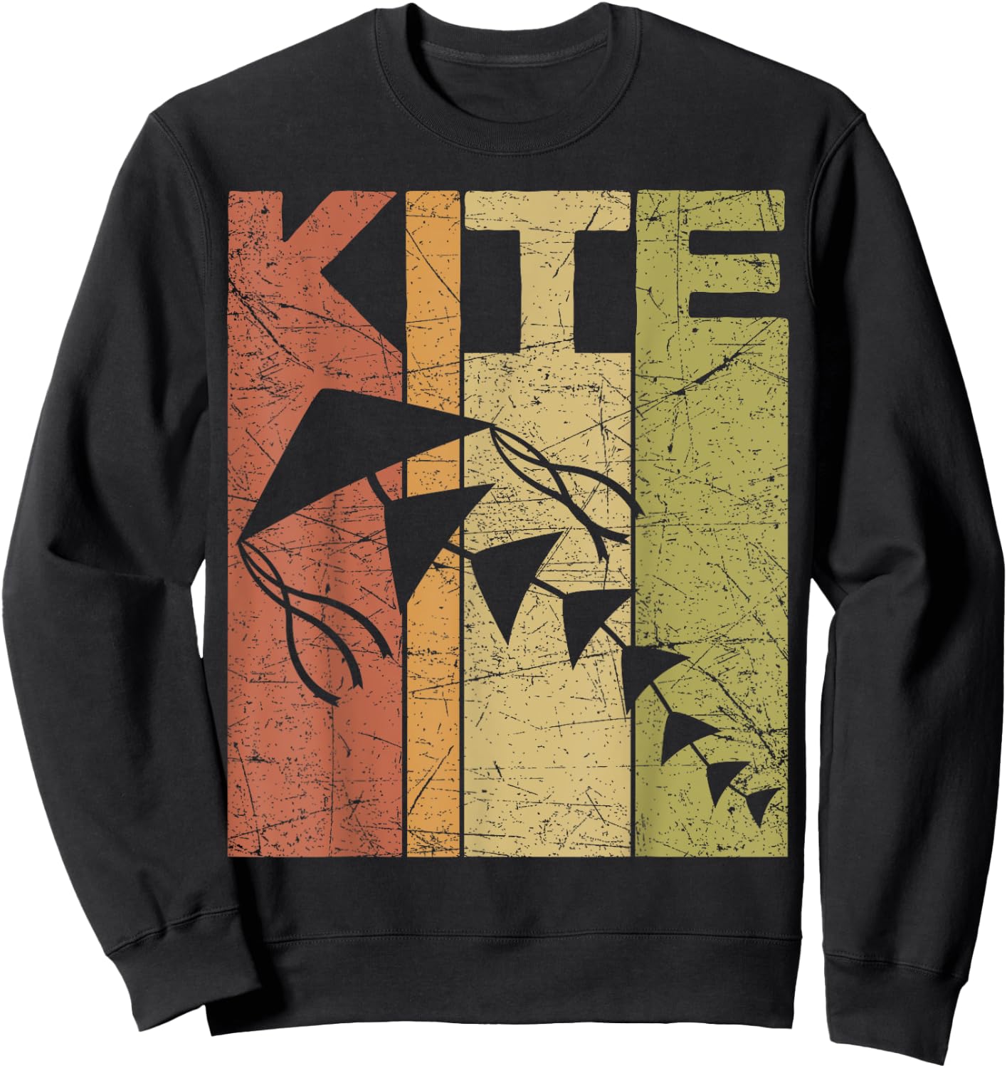 Kite Flying Vintage Wind Kite Retro Flying Kite Sweatshirt - Sweatshirt | Black