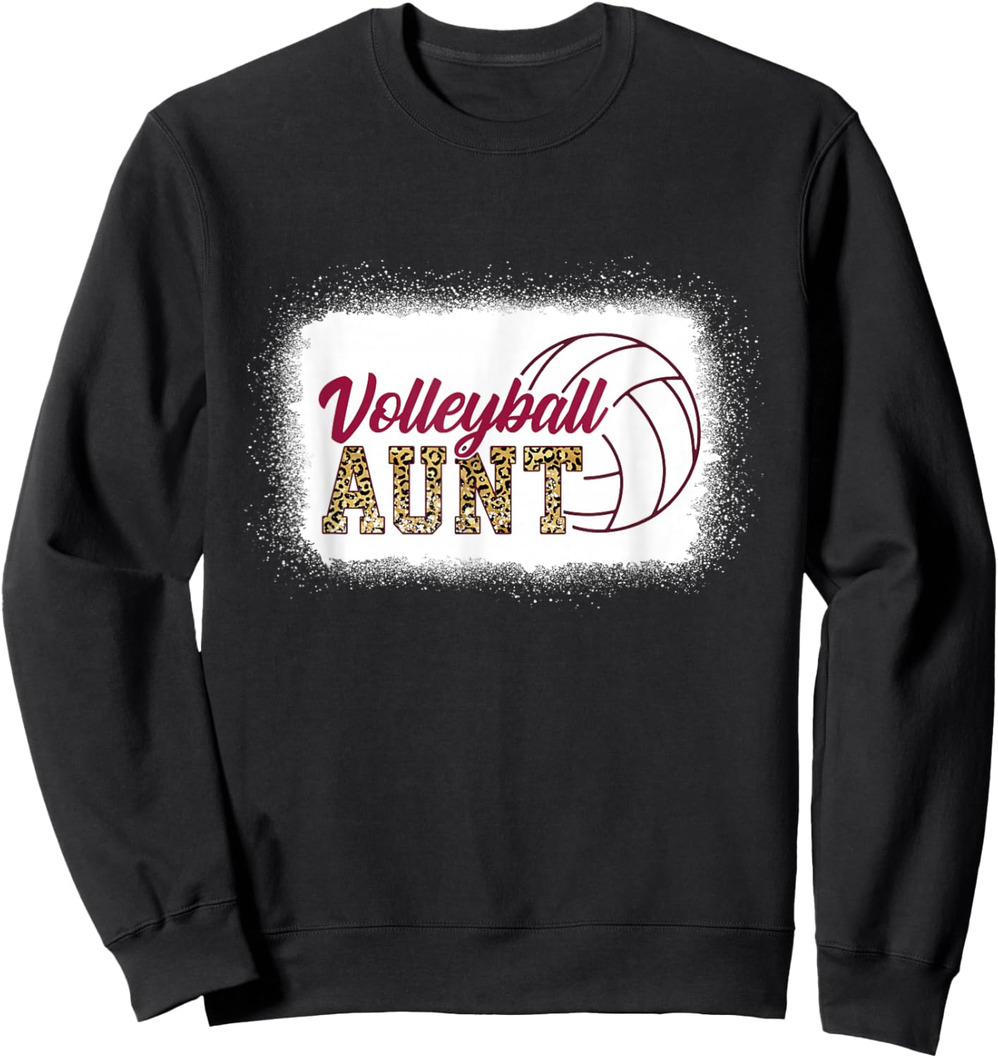 Aunt Life Volleyball Bleached Leopard Auntie Sweatshirt - Sweatshirt | Black