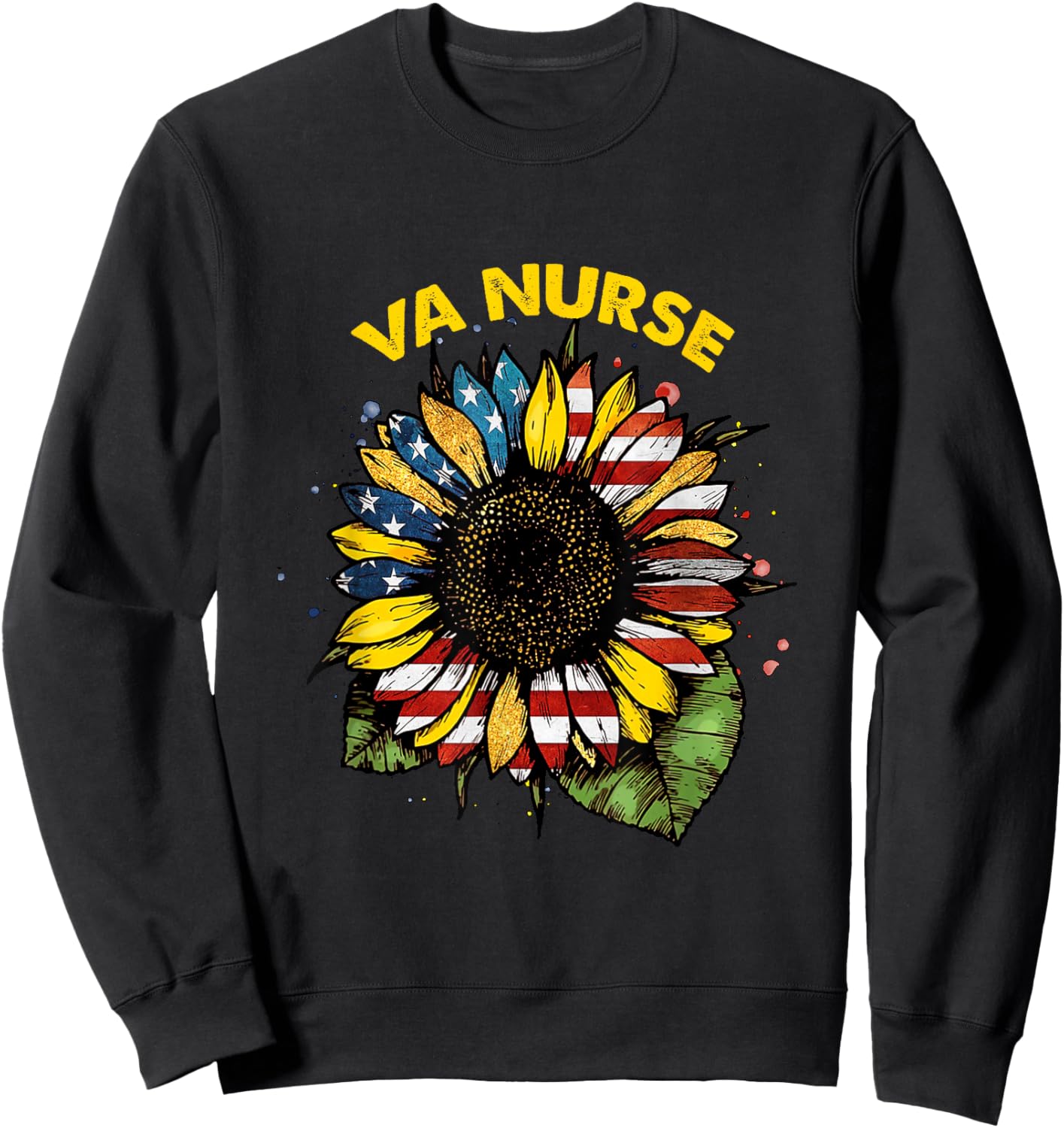 Vintage 4th of July Va Nurse Patriotic Real American Cute Sweatshirt - Sweatshirt | Black
