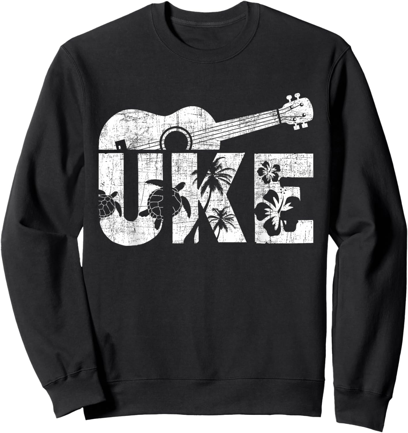 Uke - Ukulele Player Ukulelist Music Guitarist Small Sweatshirt - Sweatshirt | Black