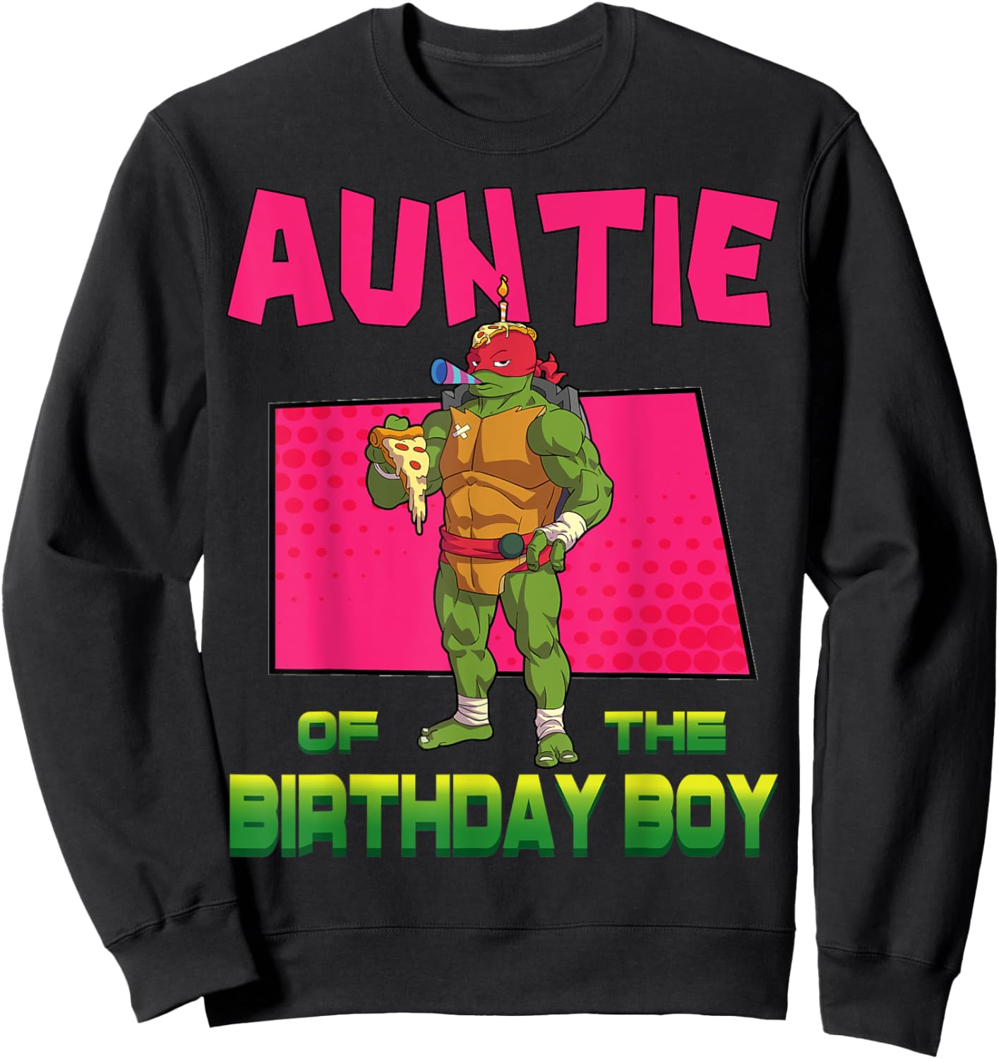 Mademark x Teenage Mutant Ninja Turtles - Raphael Auntie of the Birthday Boy Pizza Theme Party Sweatshirt - Sweatshirt | Black