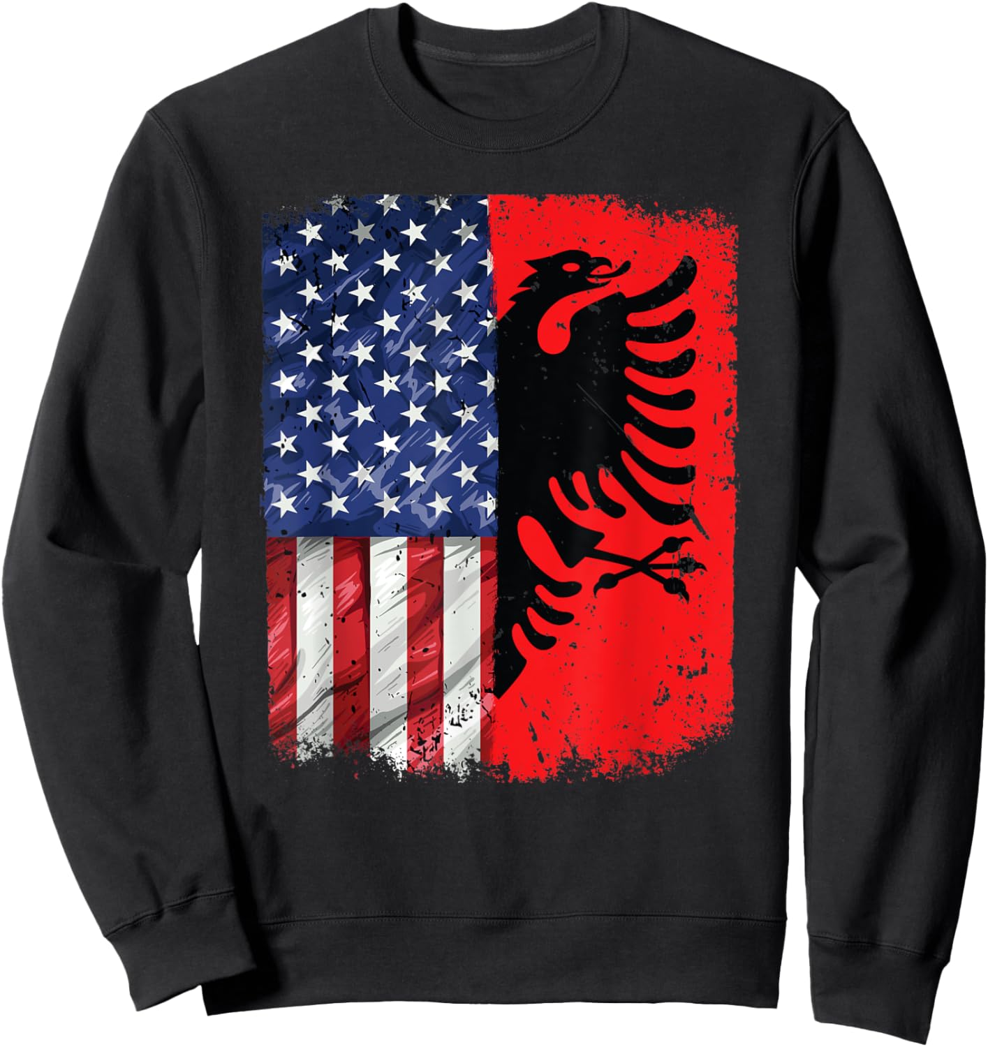 Albania USA Flag Patriotic Albanian American Flag Sweatshirt - Sweatshirt | Black