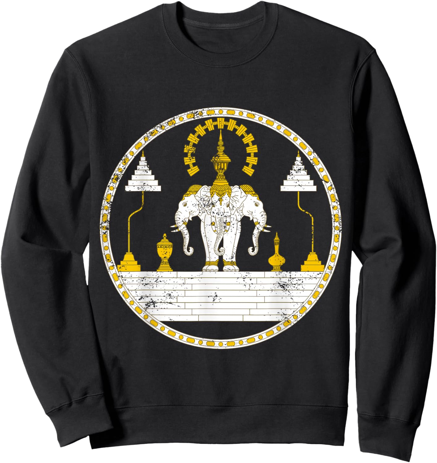 Laos Erawan Three Headed Elephant Kingdom of Laos Sweatshirt - Sweatshirt | Black