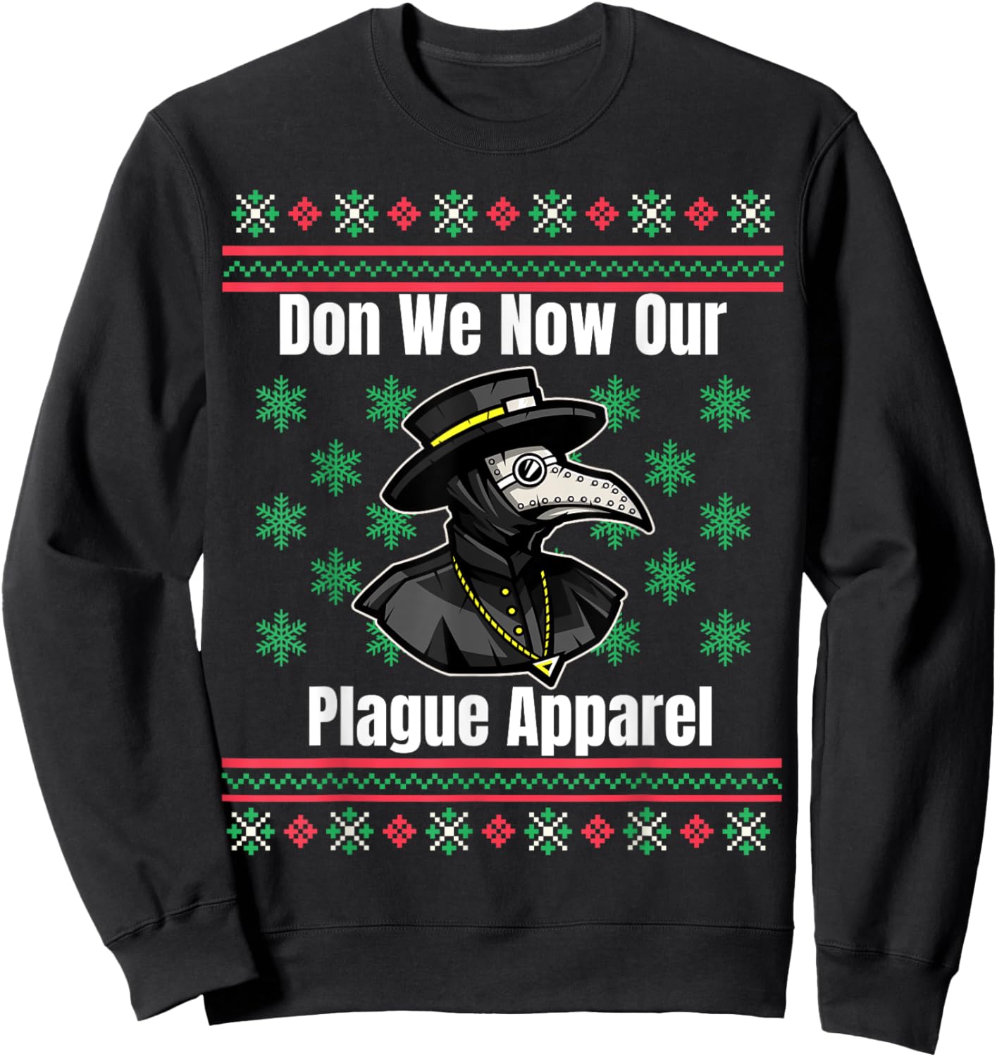 Ugly Christmas Sweater Style Plague Doctor Sweatshirt - Sweatshirt | Black