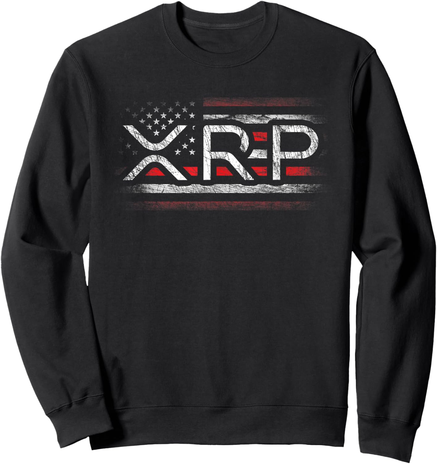 Crypto Currency - XRP Cryptocurrency - American Flag - XRP Sweatshirt - Sweatshirt | Black
