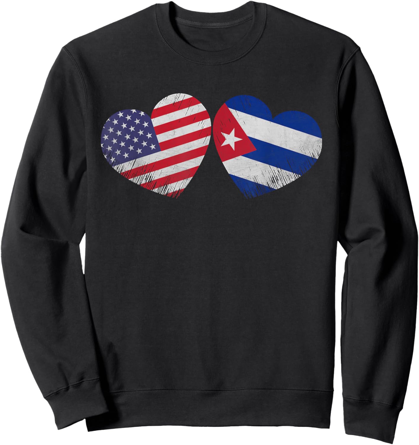 Heart Cuban American Flag Patriotic Family Heritage Sweatshirt - Sweatshirt | Black