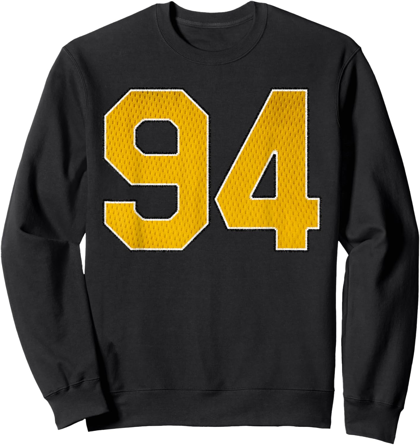 Gold Number 94 Athlete Sports Jersey Supporter Fanwear Sweatshirt - Sweatshirt | Black