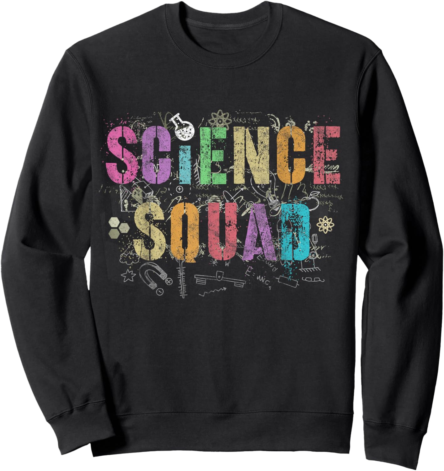 Vintage SCIENCE SQUAD Teacher Student Crew Technology Team Women Kids Sweatshirt - Sweatshirt | Black