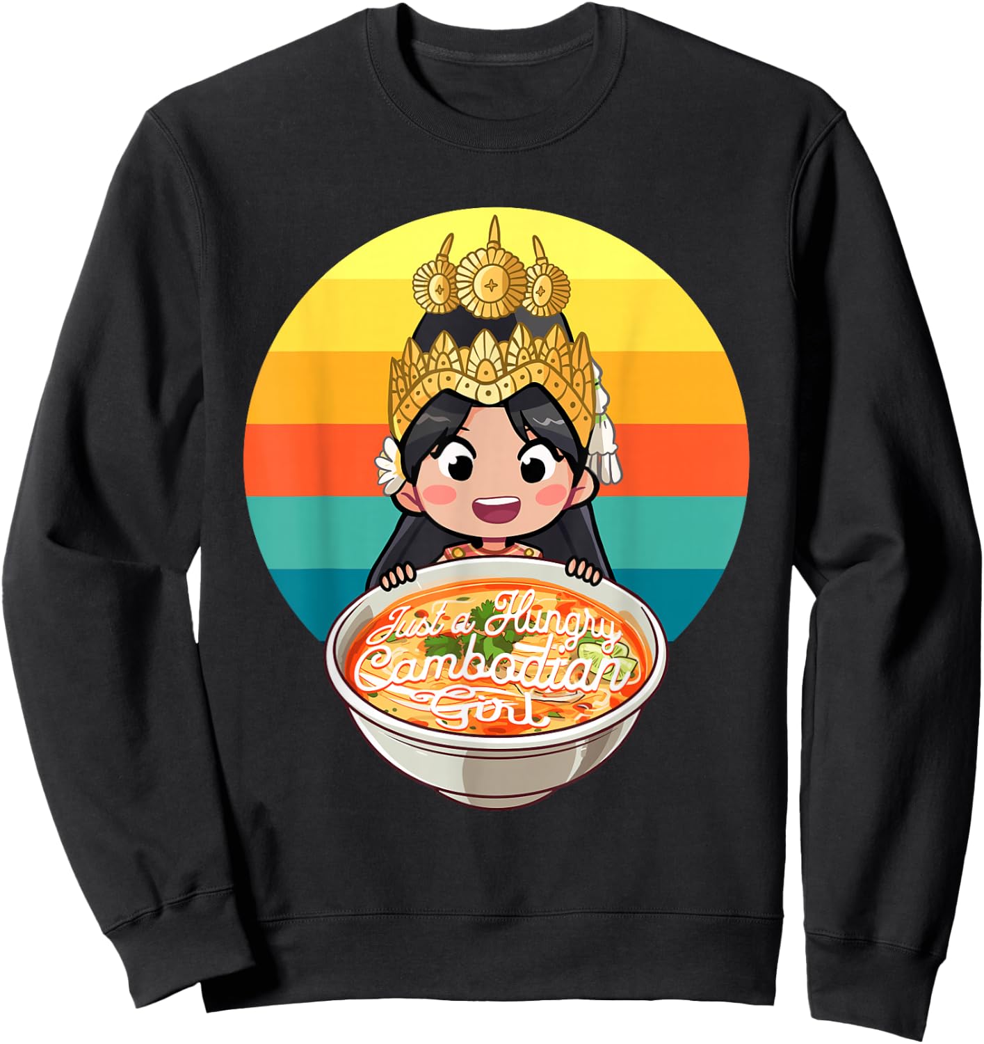 Khmer Cambodian Traditional Apsara Dancer Reamker Design Sweatshirt - Sweatshirt | Black
