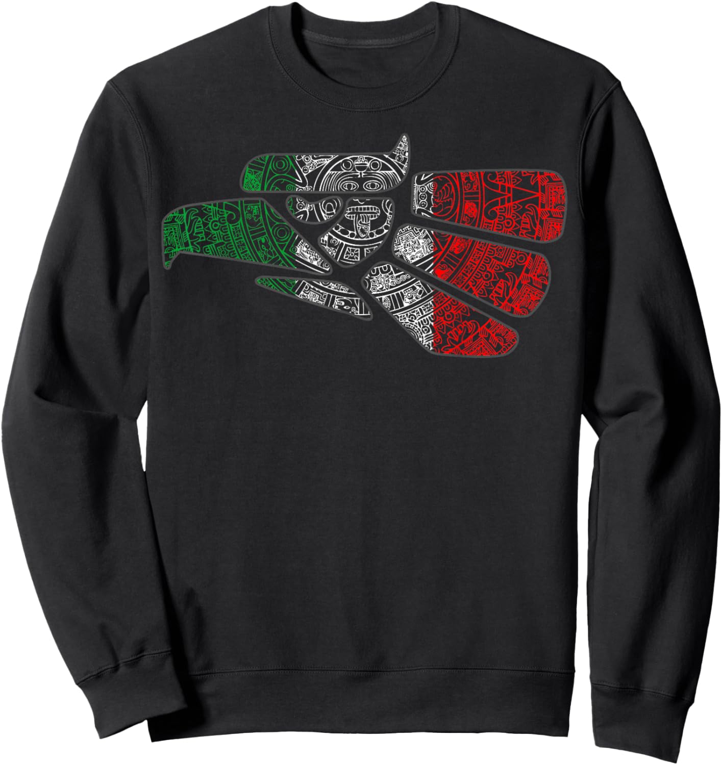 Mexico Sacred Aztec Calendar Mexican Eagle Archeological Sweatshirt - Sweatshirt | Black