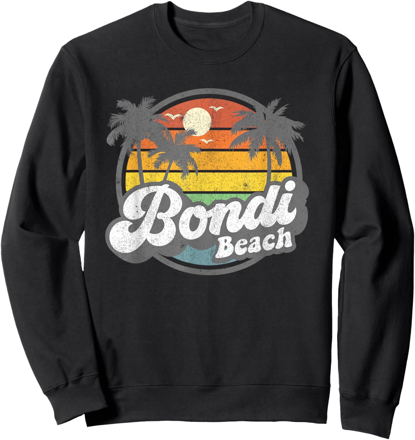 Bondi Beach Australia Retro 70s Vintage Beach Summer Gift Sweatshirt - Sweatshirt | Black