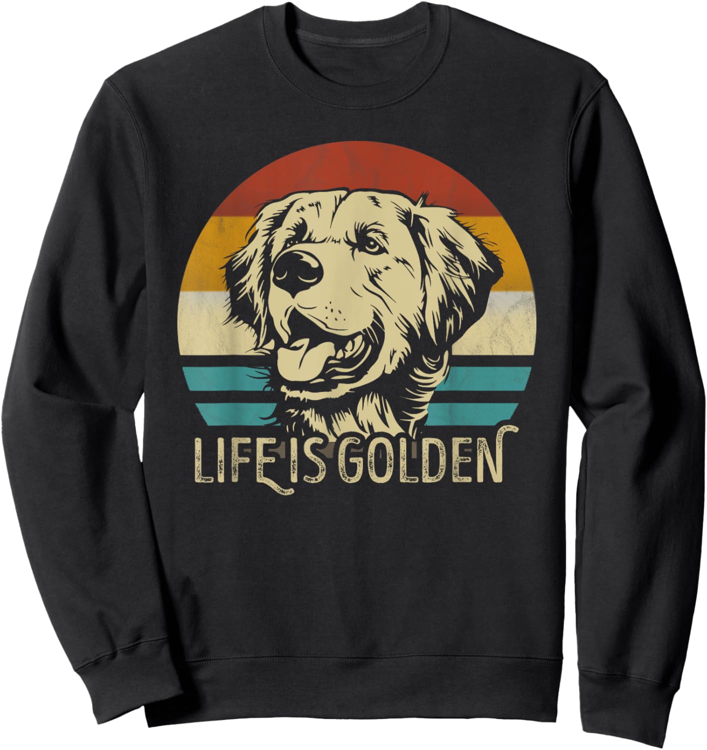 Golden Retriever Dog Life is golden retro vintage Women Girls Kids Sweatshirt - Sweatshirt | Black