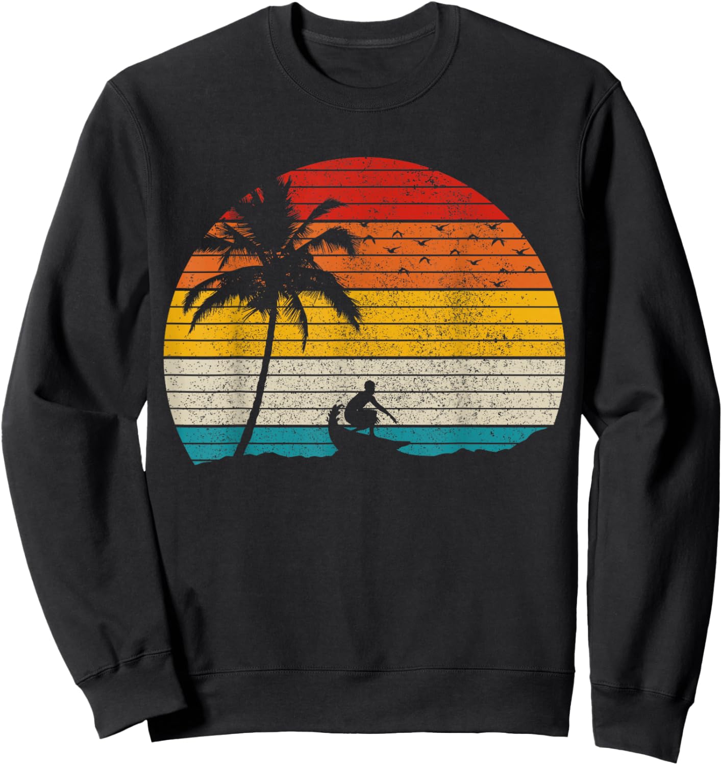 Vintage Surfer Retro Surfing Beach Surf Sweatshirt - Sweatshirt | Black