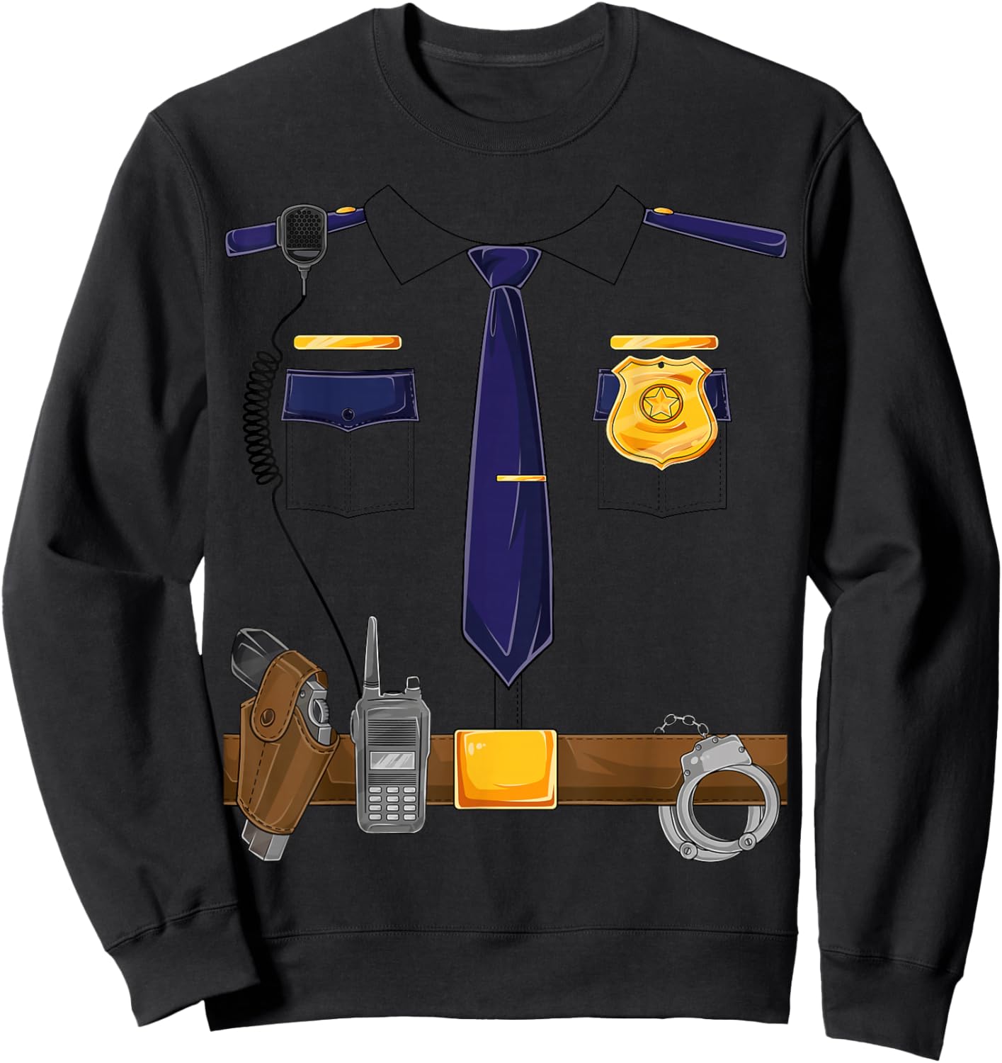 Halloween Police Costume Policeman Police Officer Kids Men Small Sweatshirt - Sweatshirt | Black