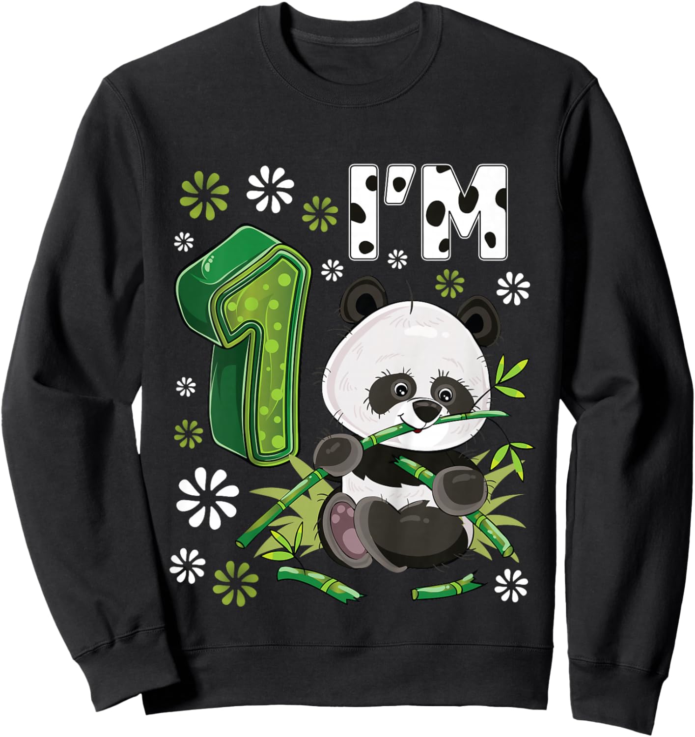 1 Year Old Panda 1st Birthday Party Animal Panda Lover Sweatshirt - Sweatshirt | Black