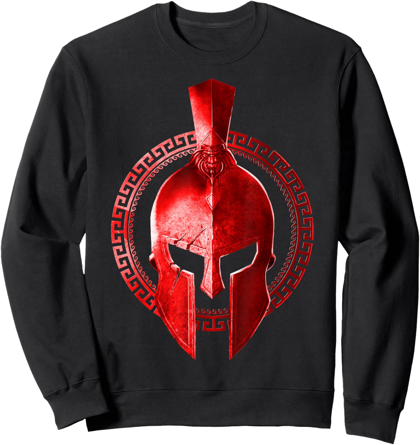 Spartan Helmet Gladiator Workout Gym Warrior Sparta Red Gift Sweatshirt - Sweatshirt | Black