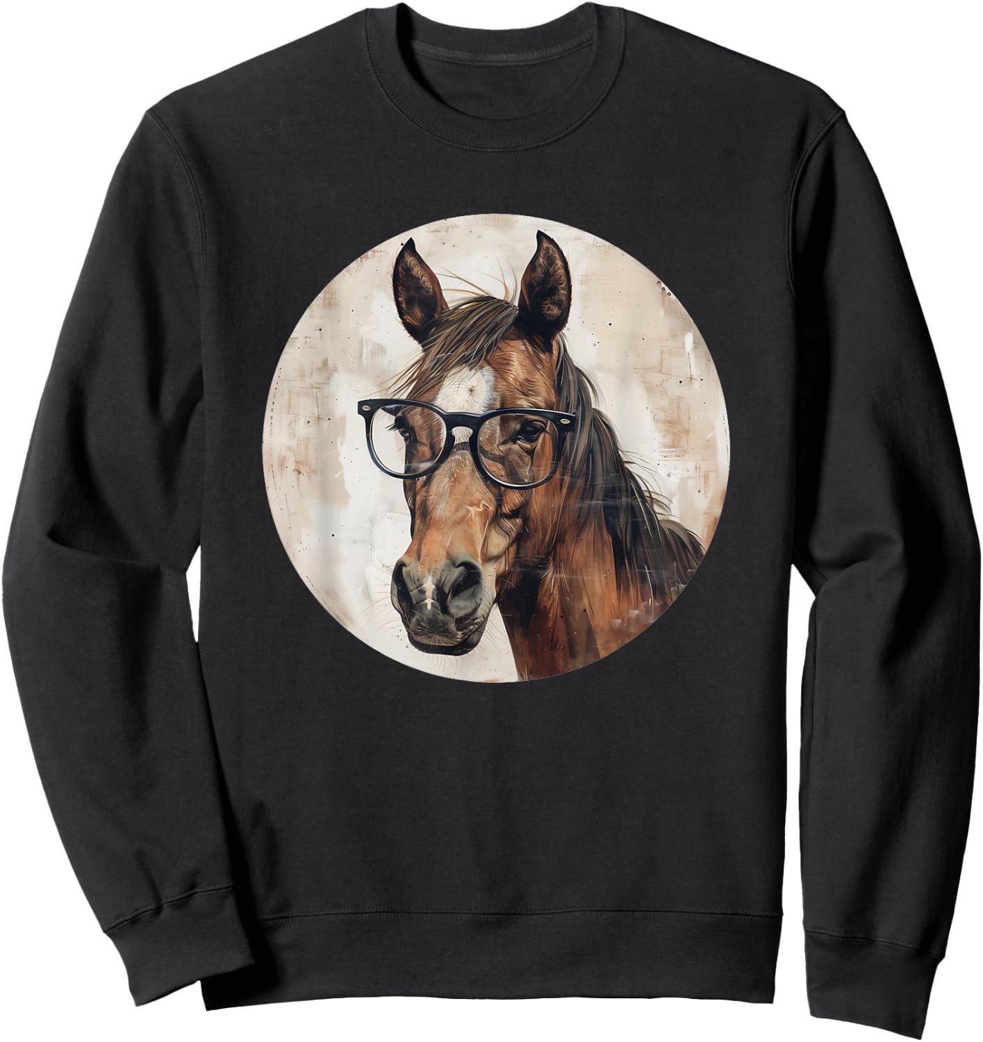 Funny Horse with Glasses Equestrian Riding Sweatshirt - Sweatshirt | Black