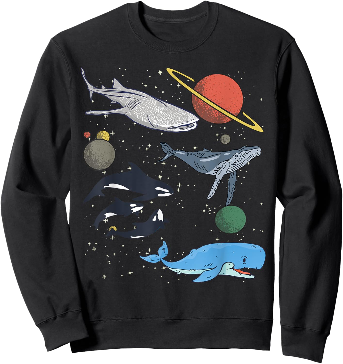 Galaxy Space White Shark Fin Costume Adult shark Sweatshirt - Sweatshirt | Black