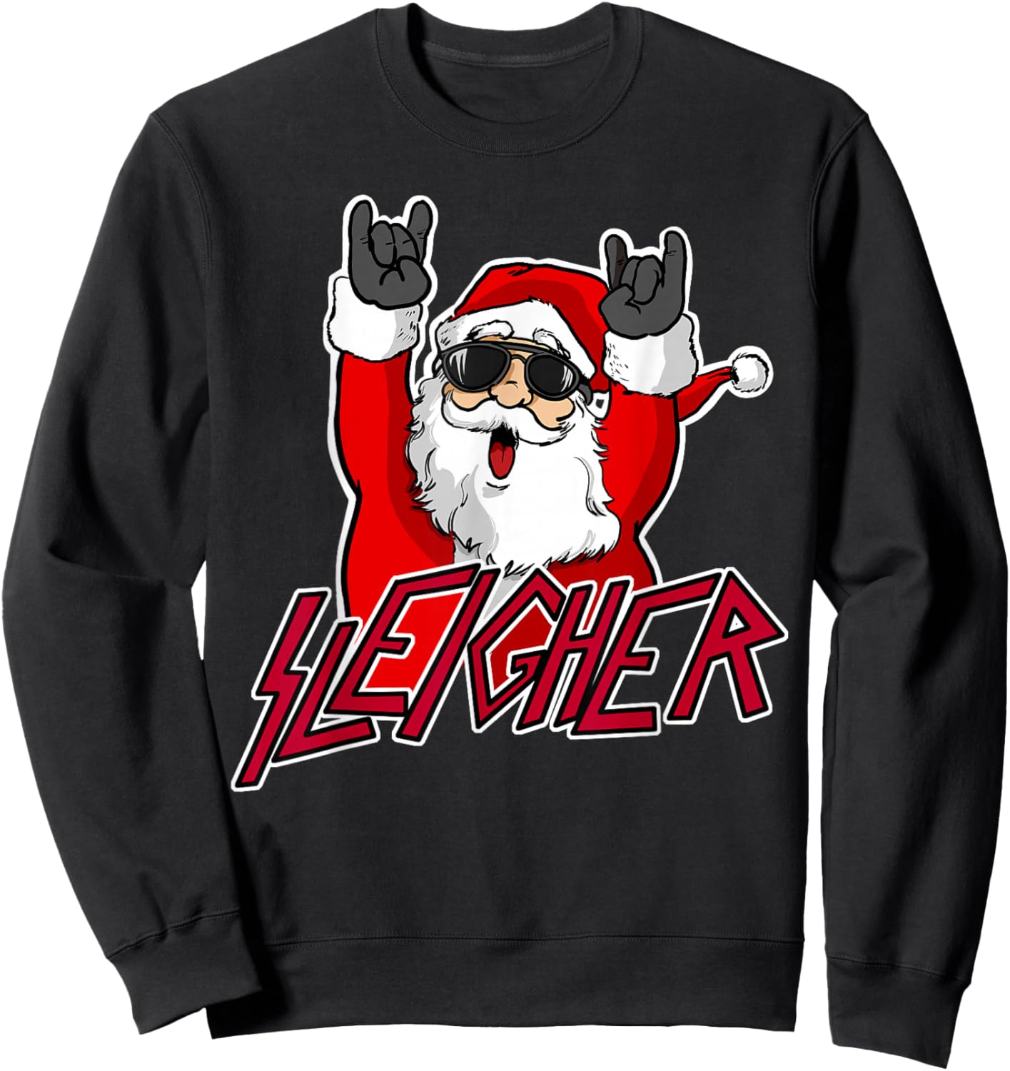 Sleigher Santa Claus Metal Christmas funny Hail Santa Sweatshirt - Sweatshirt | Black