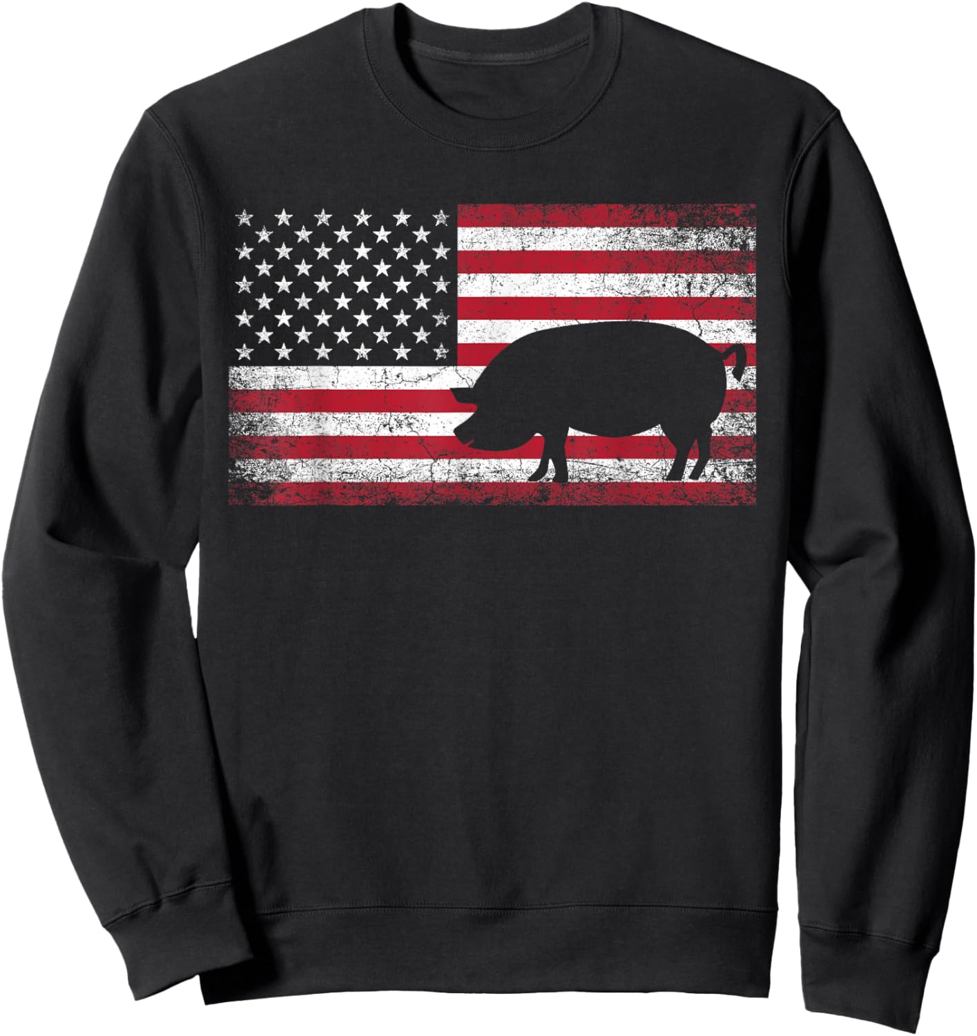 Pig Hog Farm Farmer 4th of July Shirt American Flag America Sweatshirt - Sweatshirt | Black