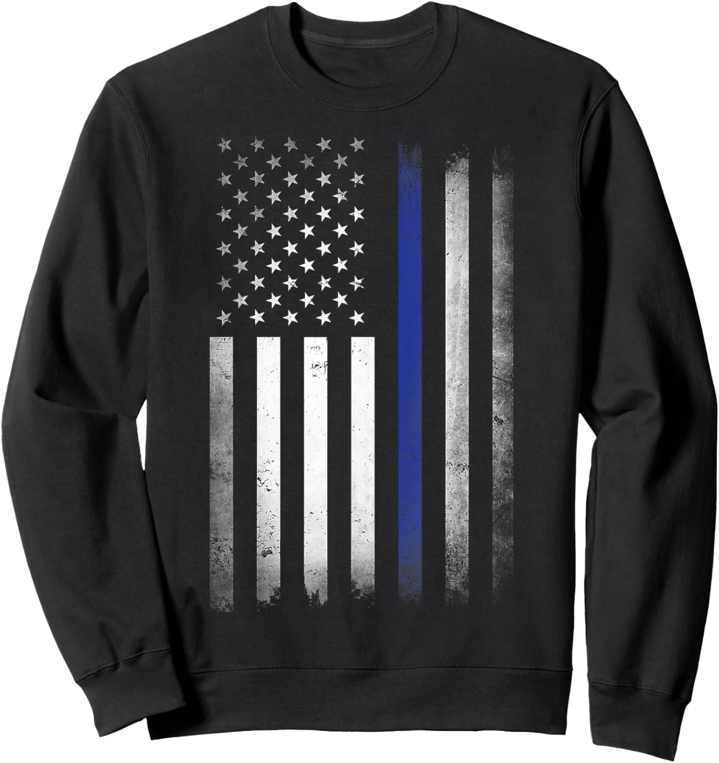 US Police USA American Flag Back the Blue Lives Matter Sweatshirt - Sweatshirt | Black