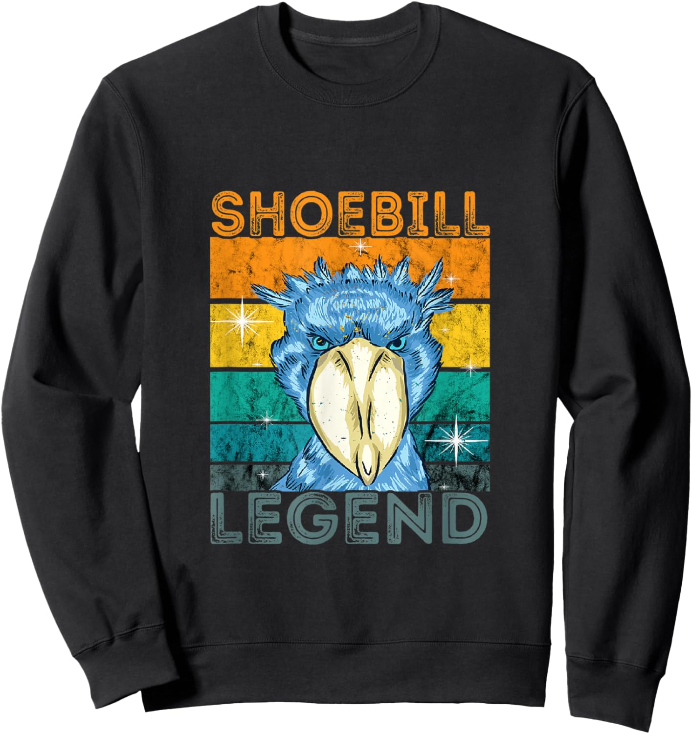Shoebill Bird Shebill Legend Vintage Retro African Bird Sweatshirt - Sweatshirt | Black