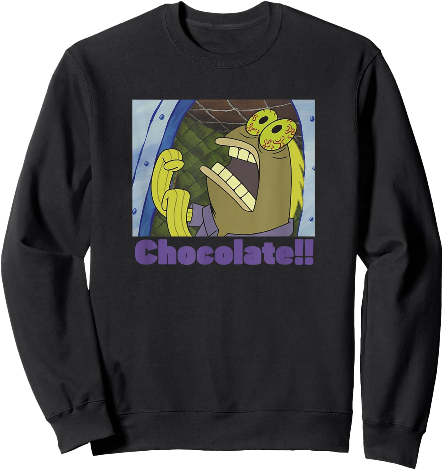 Spongebob Squarepants Fish Screams Chocolate Sweatshirt - Sweatshirt | Black