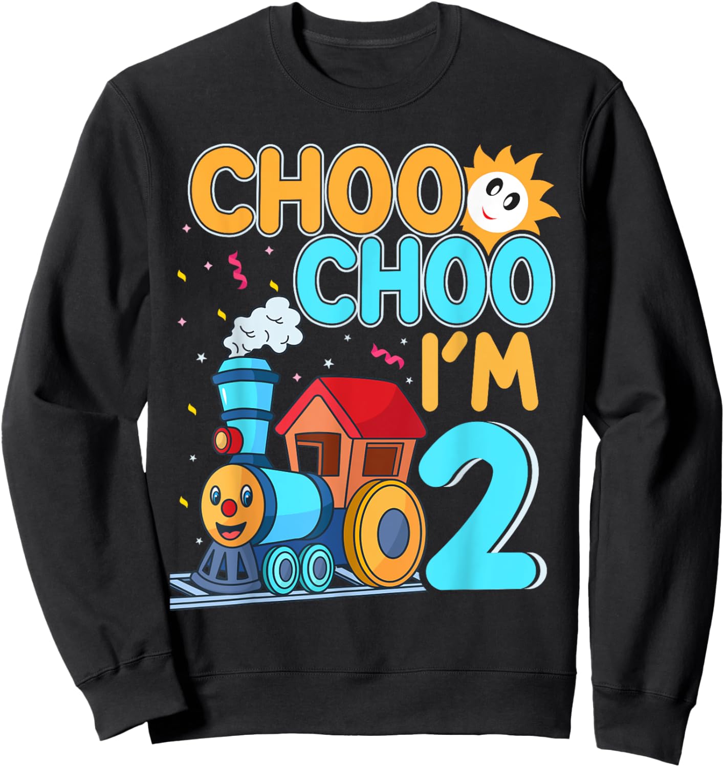 Kids Train Choo Choo I'm 2 Year Old Toddler 2nd Birthday Sweatshirt - Sweatshirt | Black