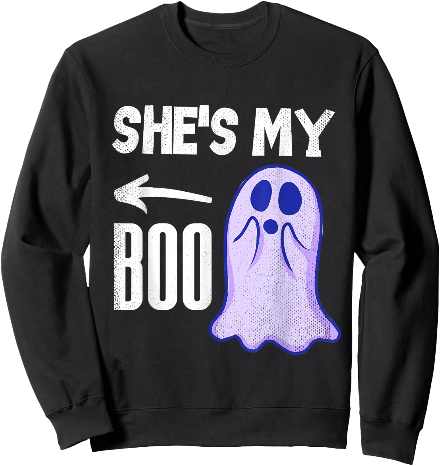 She's My Boo Cute Ghost Matching Couple Halloween Costume Sweatshirt - Sweatshirt | Black