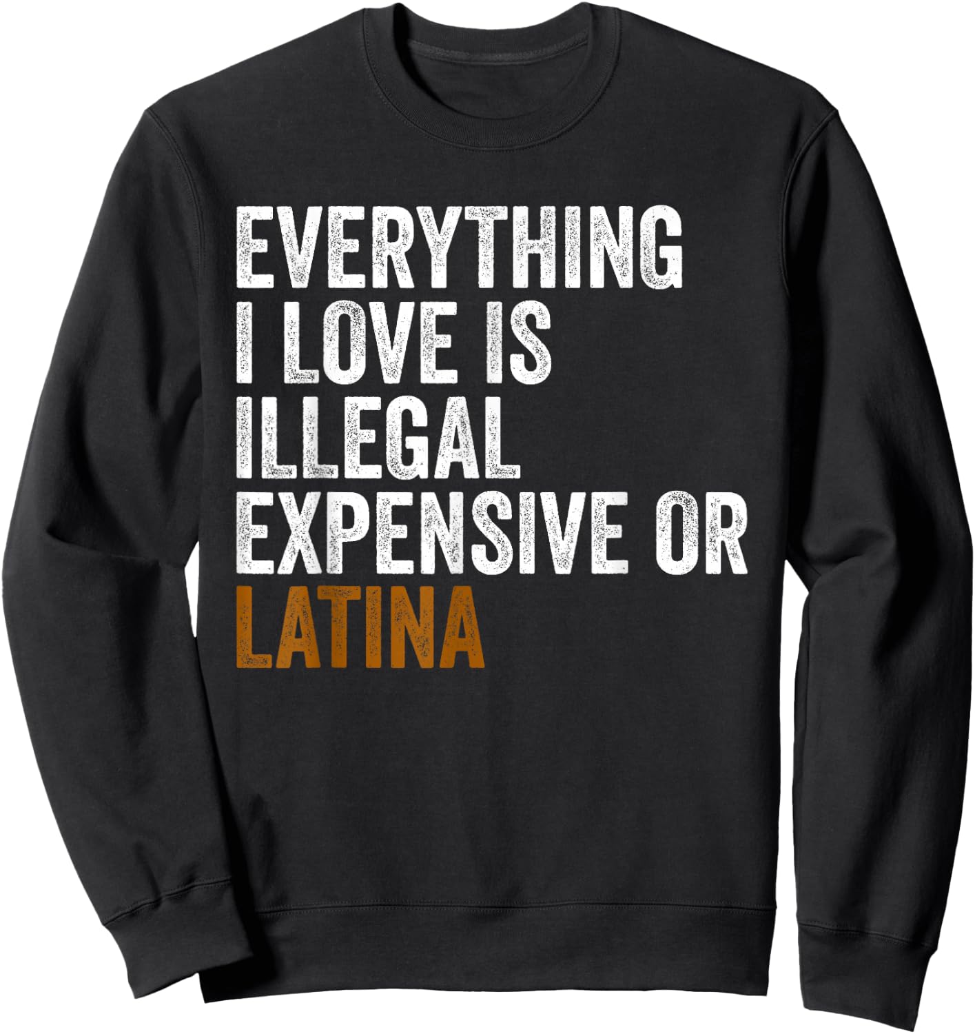 Funny EVERYTHING I LOVE IS ILLEGAL EXPENSIVE OR LATINA Sweatshirt - Sweatshirt | Black