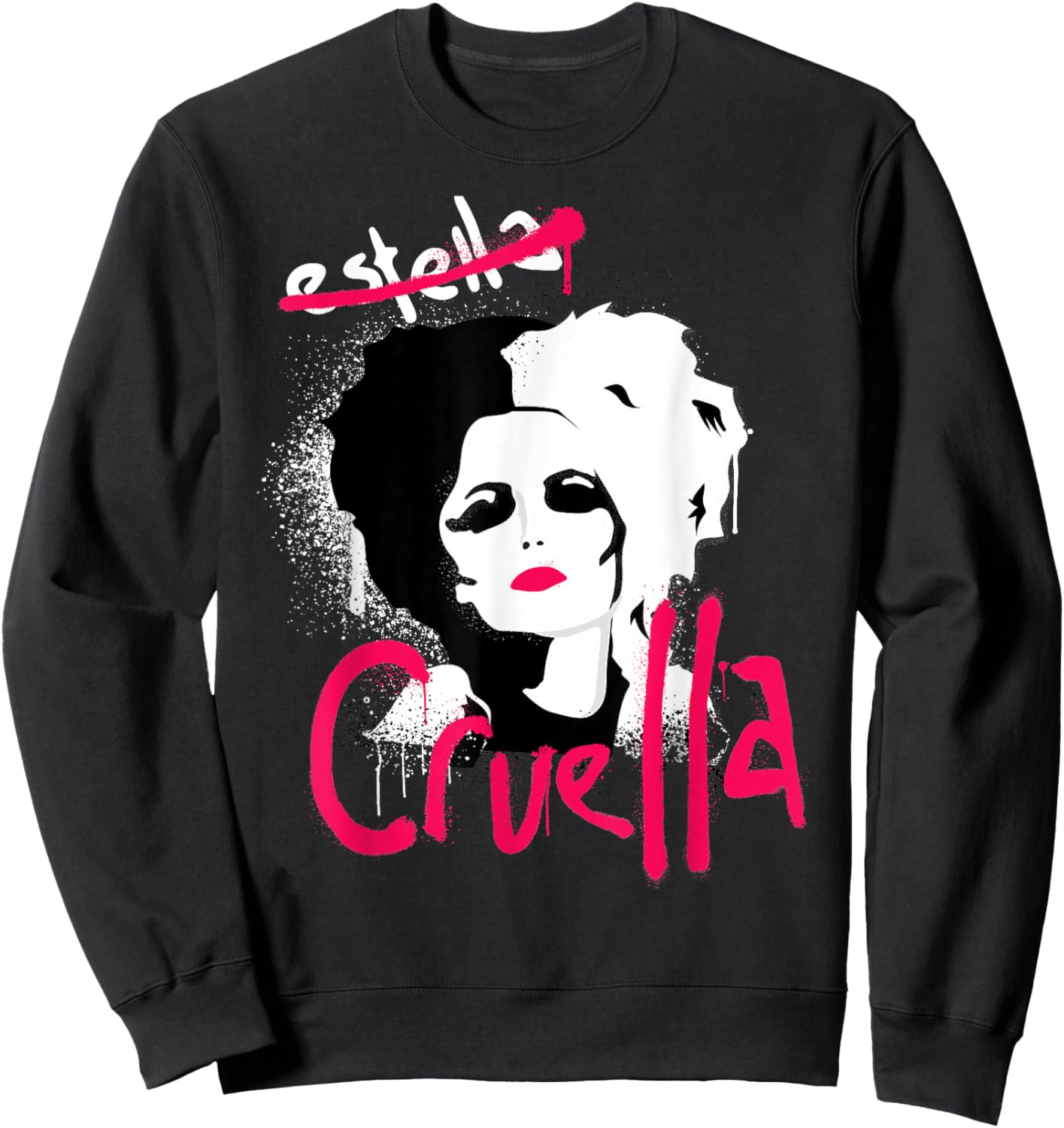 Disney Cruella Estella Punk Rock Spray Paint Sweatshirt - Sweatshirt | Black