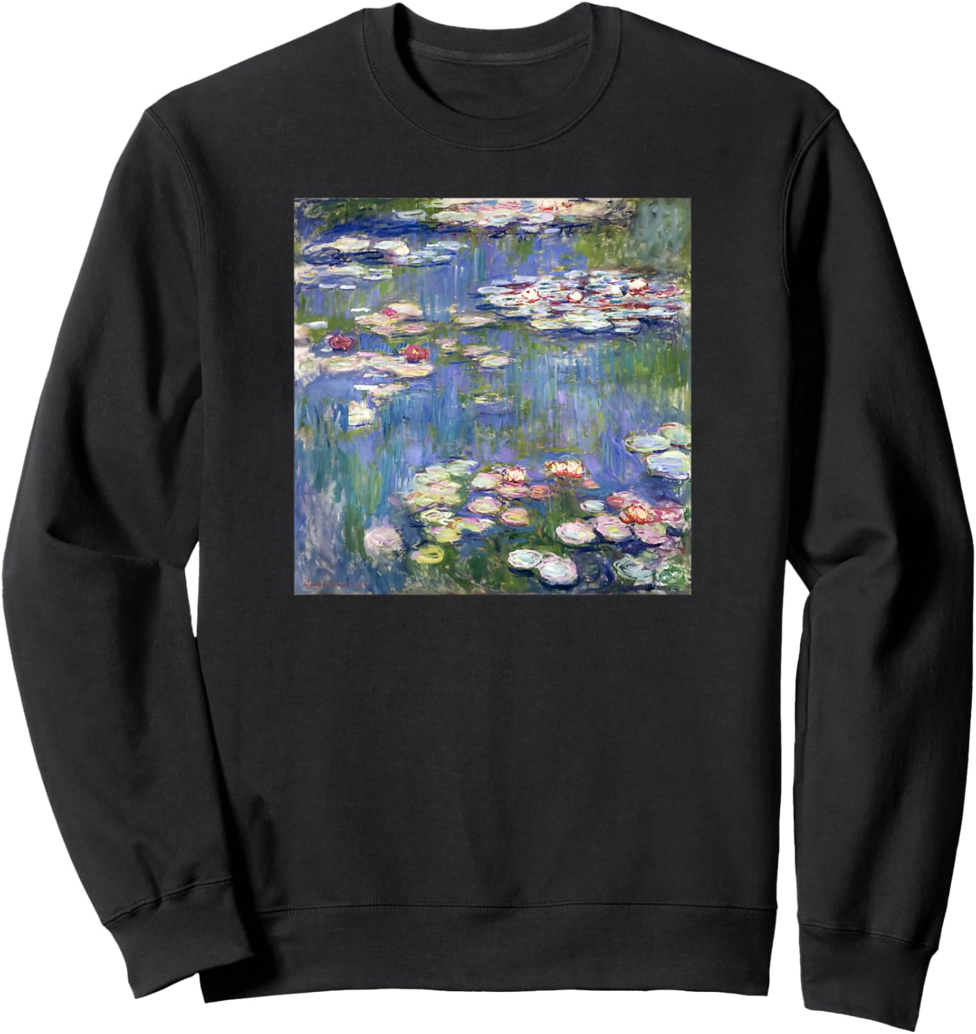 Monet's Water Lilies Modern Art Impressionism Painting Cover Sweatshirt - Sweatshirt | Black