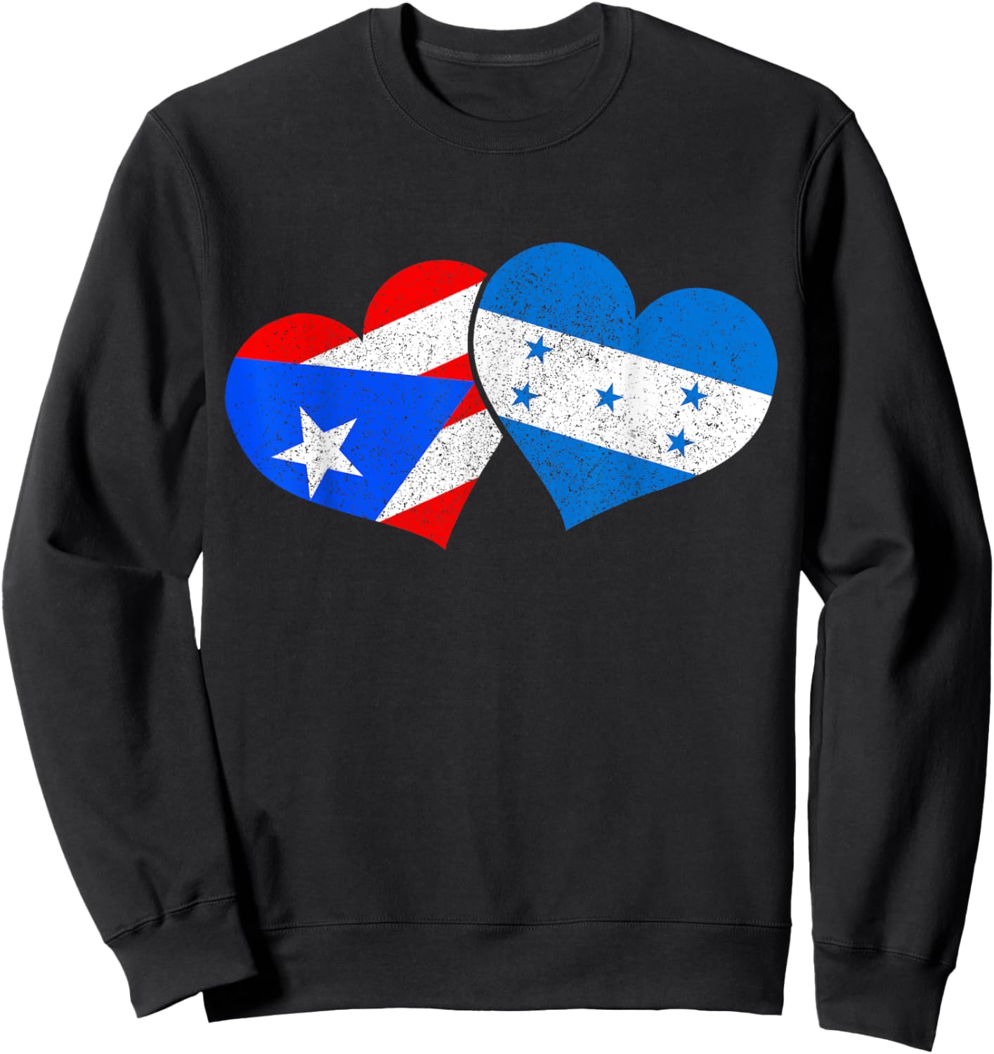 Puerto Rico & Honduras Heritage Puerto Rican Flag Sweatshirt - Sweatshirt | Black